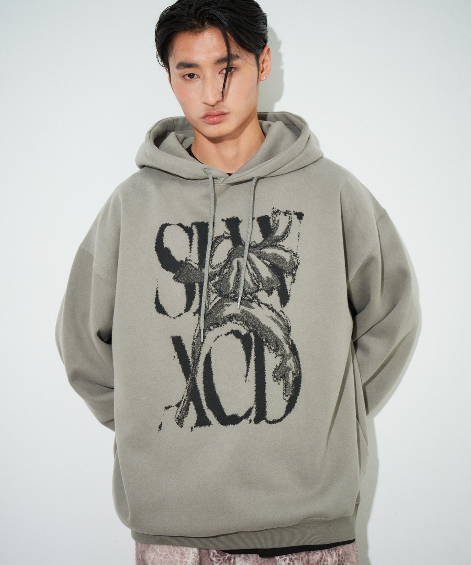 MUSINSA公式 | SLOWACID Peach Skin Rusty Logo Hooded