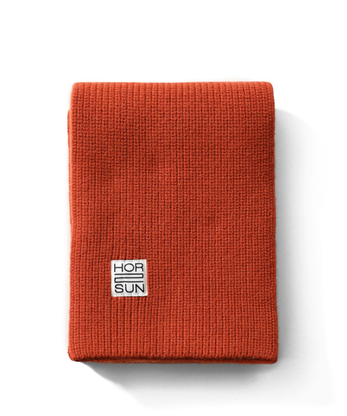 홀리선(HORLISUN) Skiff Wool Knit Rib Muffler Rust Orange