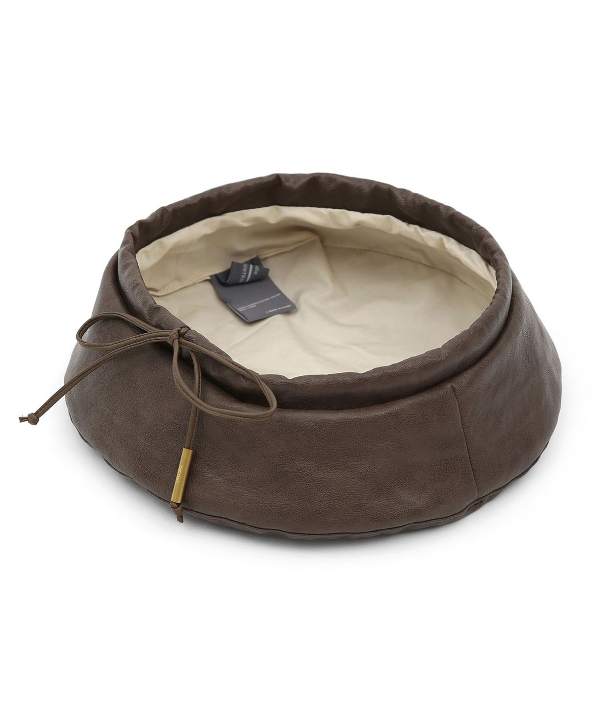 언더컨트롤 스튜디오(UNDERCONTROL STUDIO) 끈 조절 가죽 베레모 PLATE BERET / STRAP / LEATHER / BROWN
