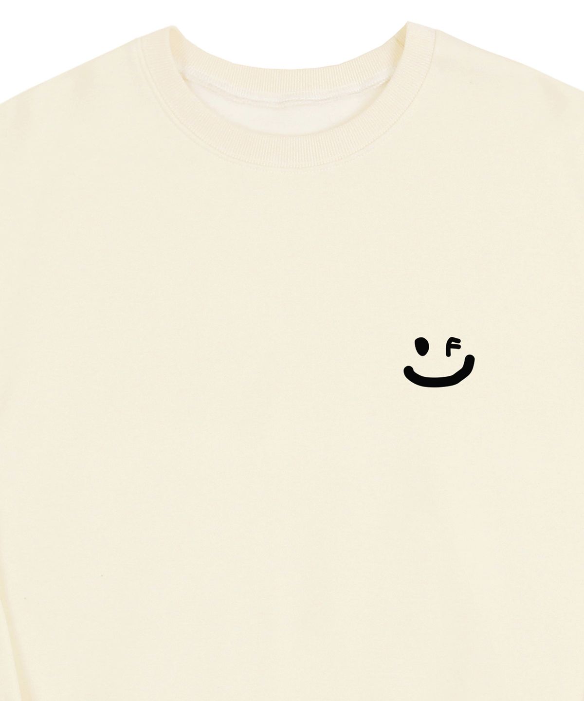 그레이버(GRAVER) [UNISEX]스몰 드로잉스마일 맨투맨_크림/블랙 로고