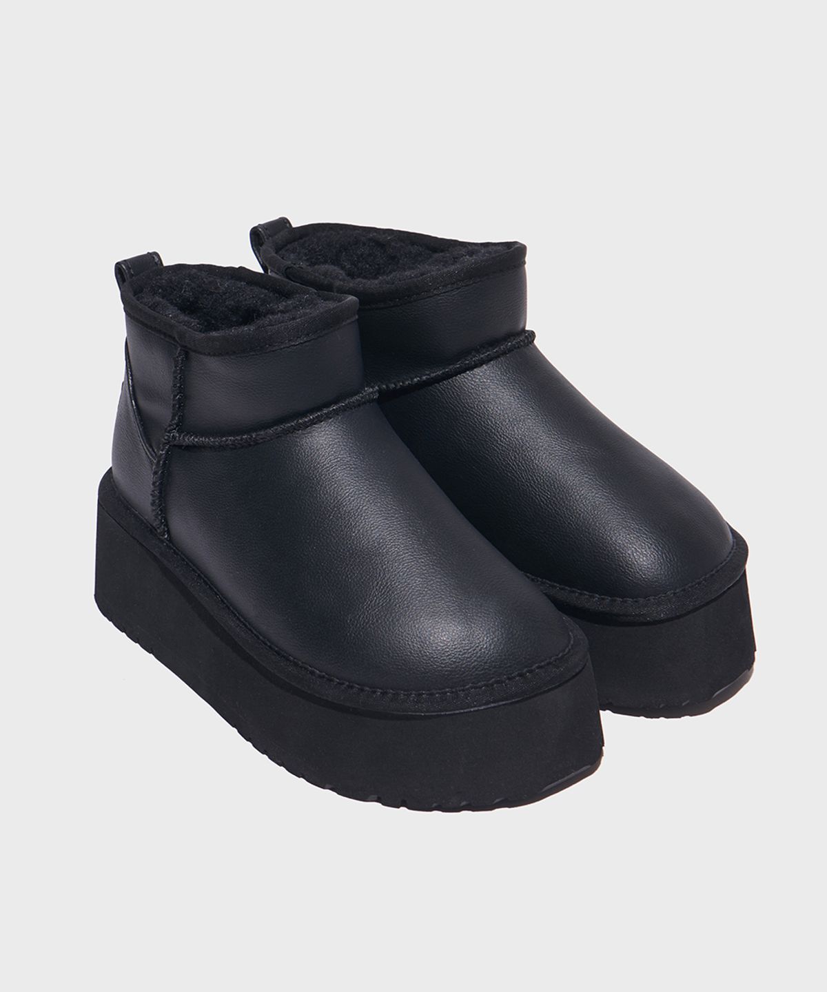 락피쉬웨더웨어(ROCKFISH WEATHERWEAR) CLOUDY MAXI WINTER LEATHER BOOTS MINI(4.5inch) - ALL BLACK