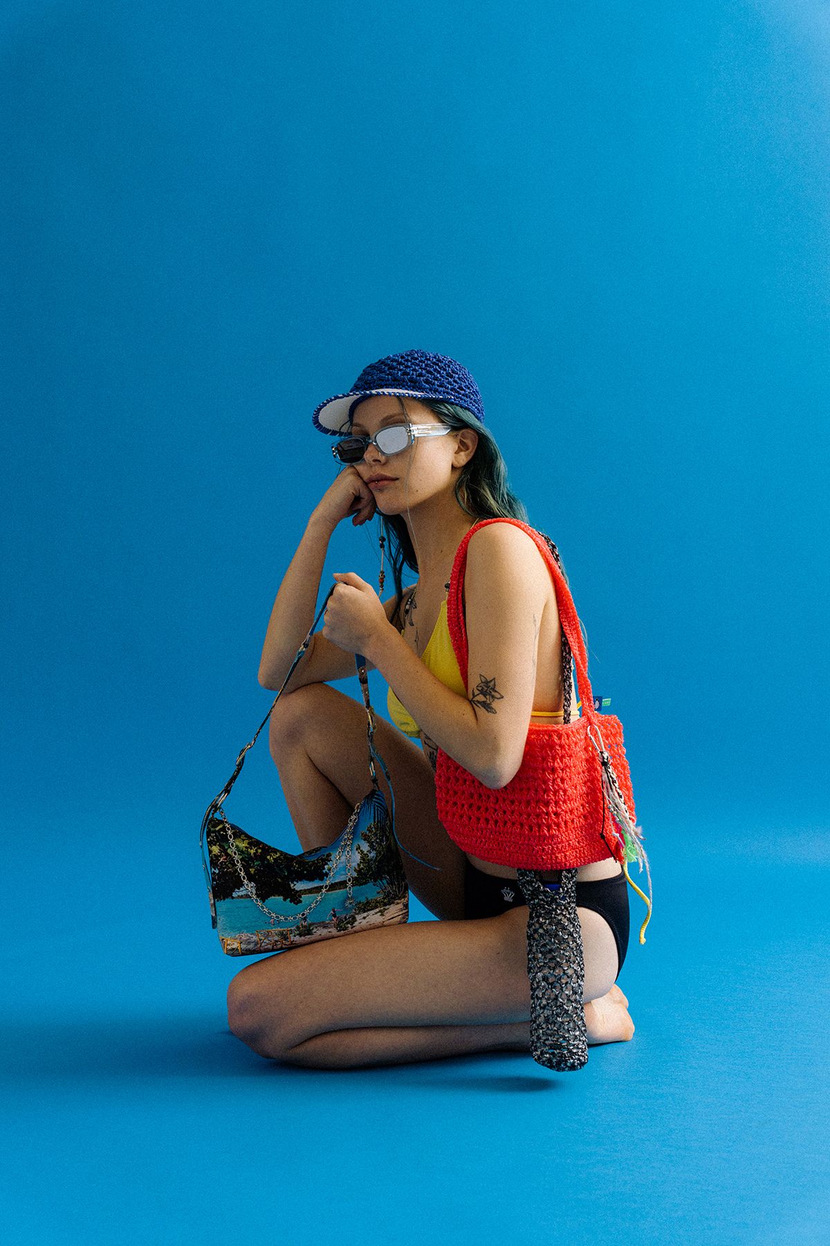 오로지(OROGEE) Tangled Swim Knit Bag_Red