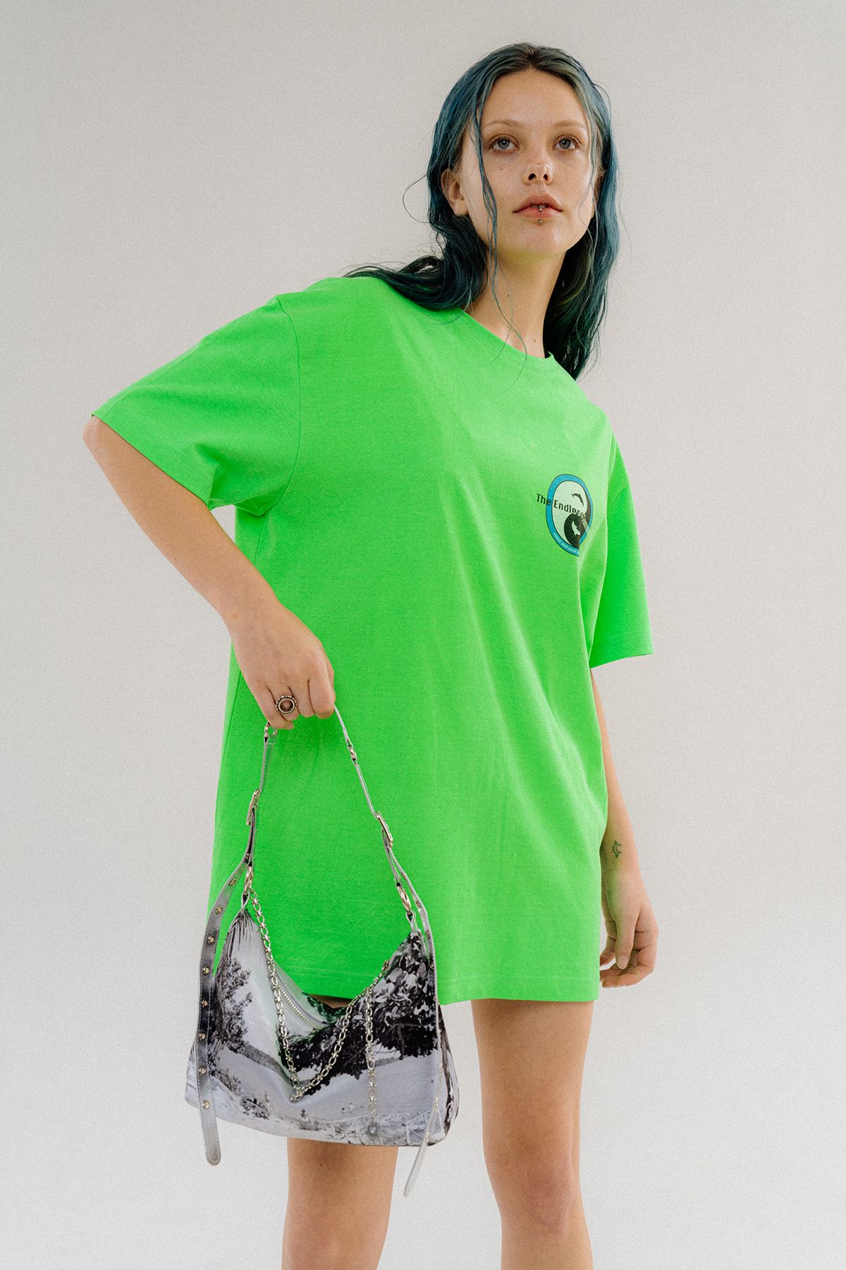 오로지(OROGEE) Dolphin Freedom Two-way T-shirt-Island Green