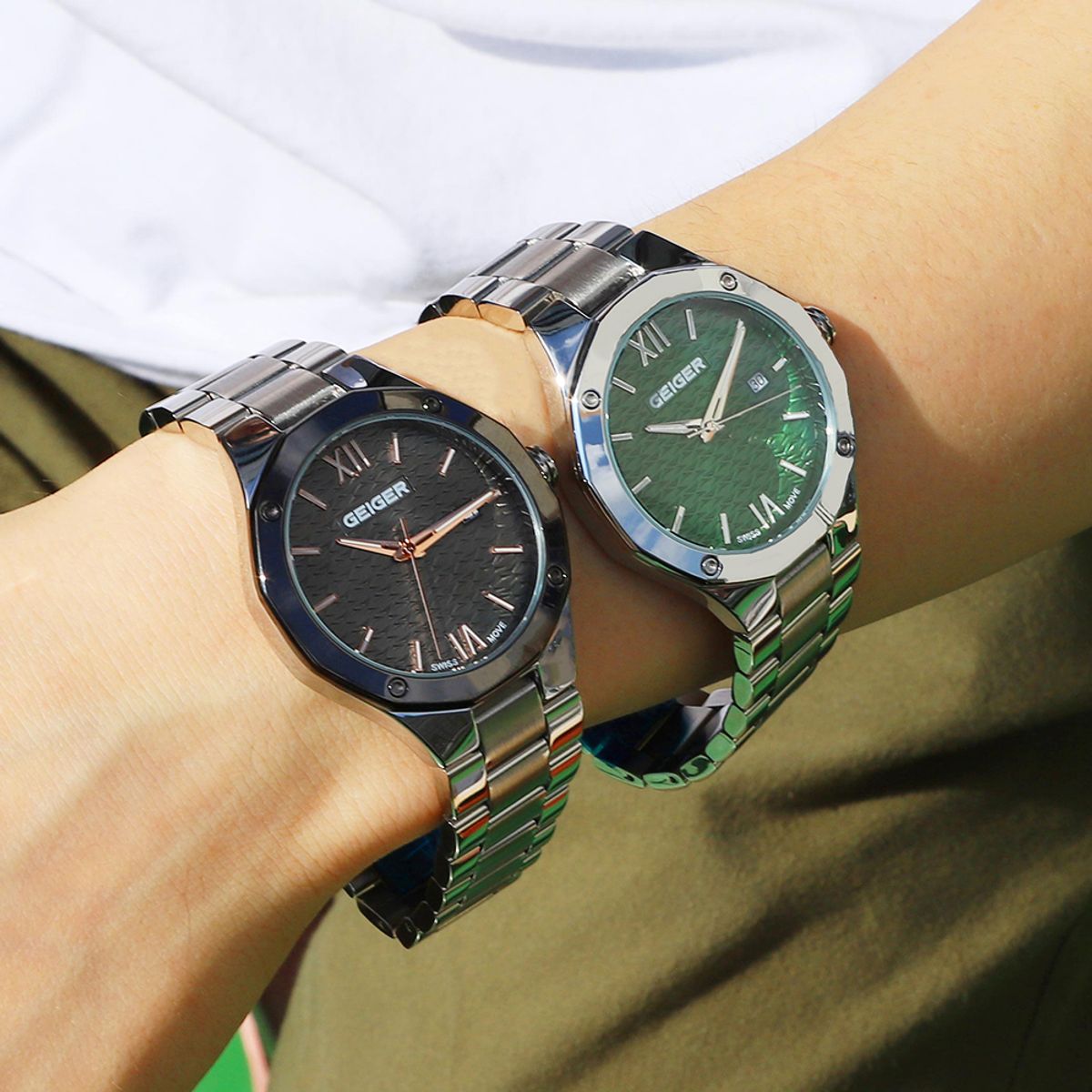 가이거(GEIGER) GE8061GNS 남성 도데카돈 메탈워치