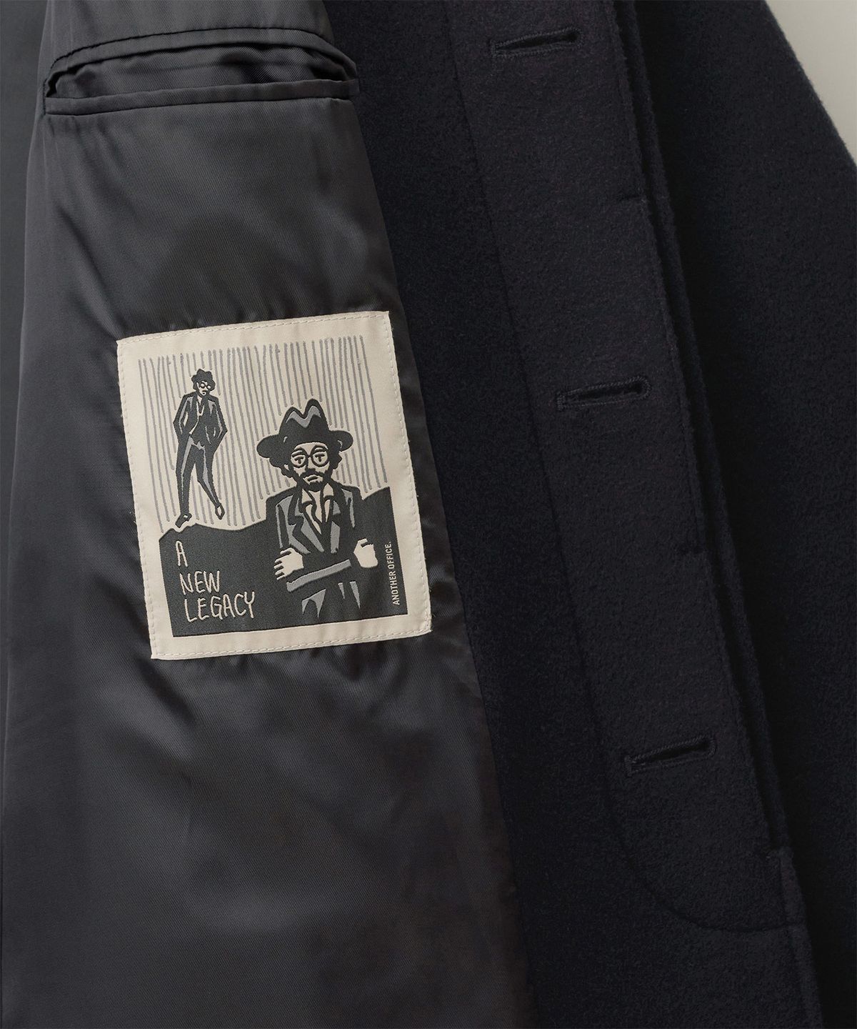 어나더 오피스(ANOTHER OFFICE) Voyager Bold Balmacaan Coat (Dark Navy)