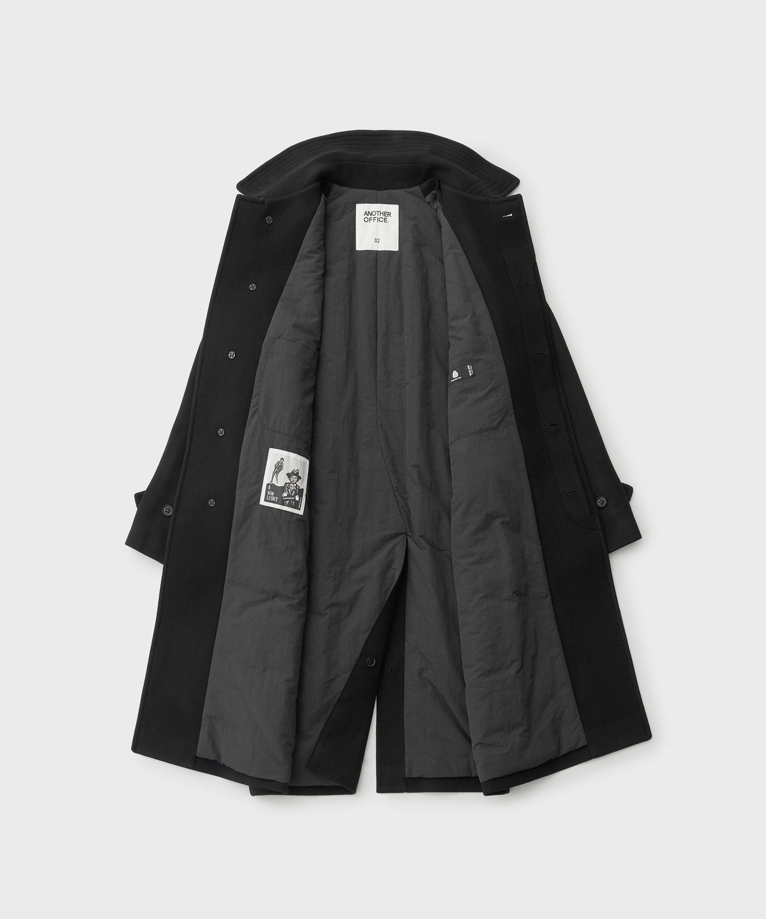어나더 오피스(ANOTHER OFFICE) Voyager Balmacaan Coat (Black