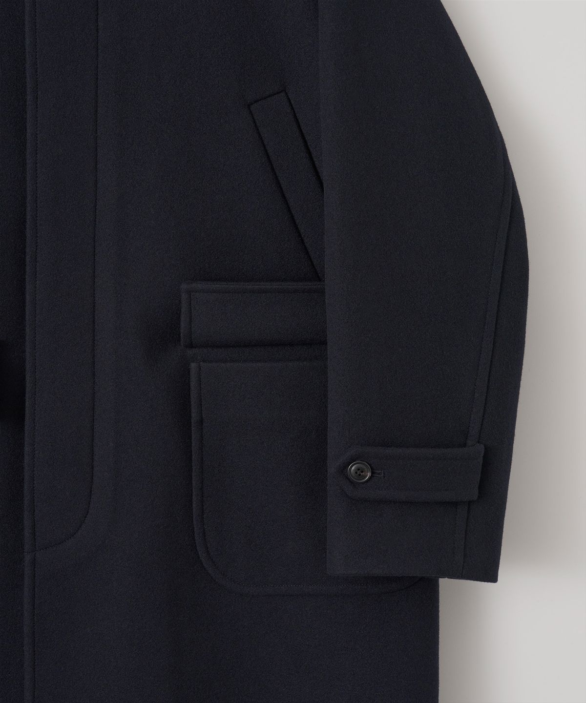 어나더 오피스(ANOTHER OFFICE) Voyager Balmacaan Coat (Dark Navy)