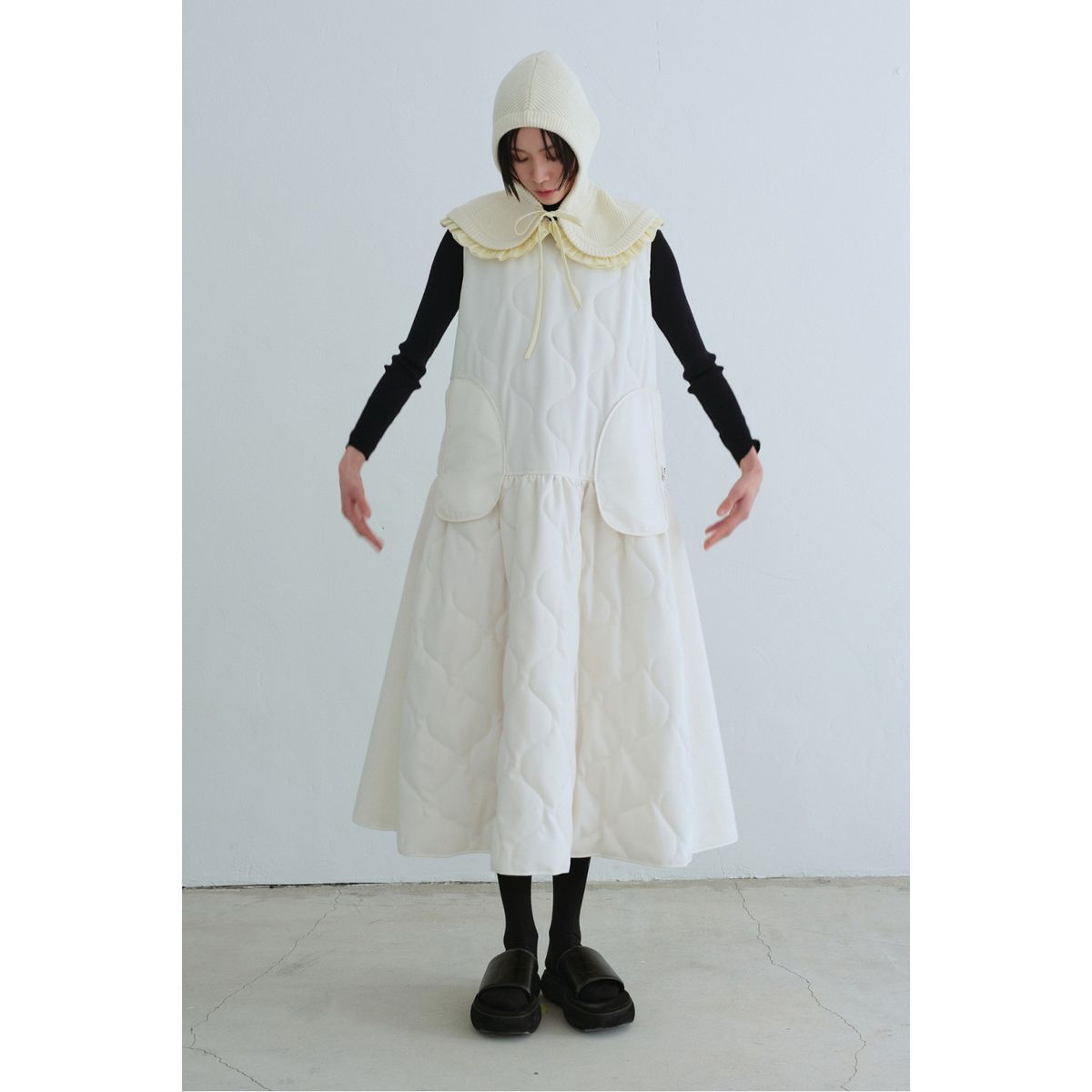 래코드(RECODE) Round Collar Hoodie Balaclava_R0WAW23109IVX