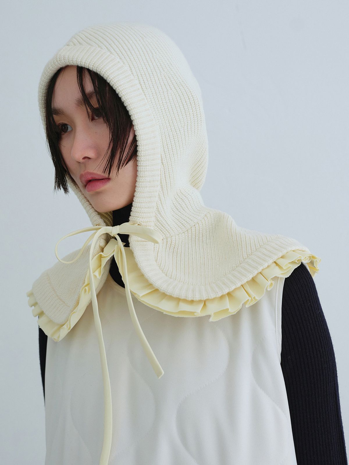 래코드(RECODE) Round Collar Hoodie Balaclava_R0WAW23109IVX