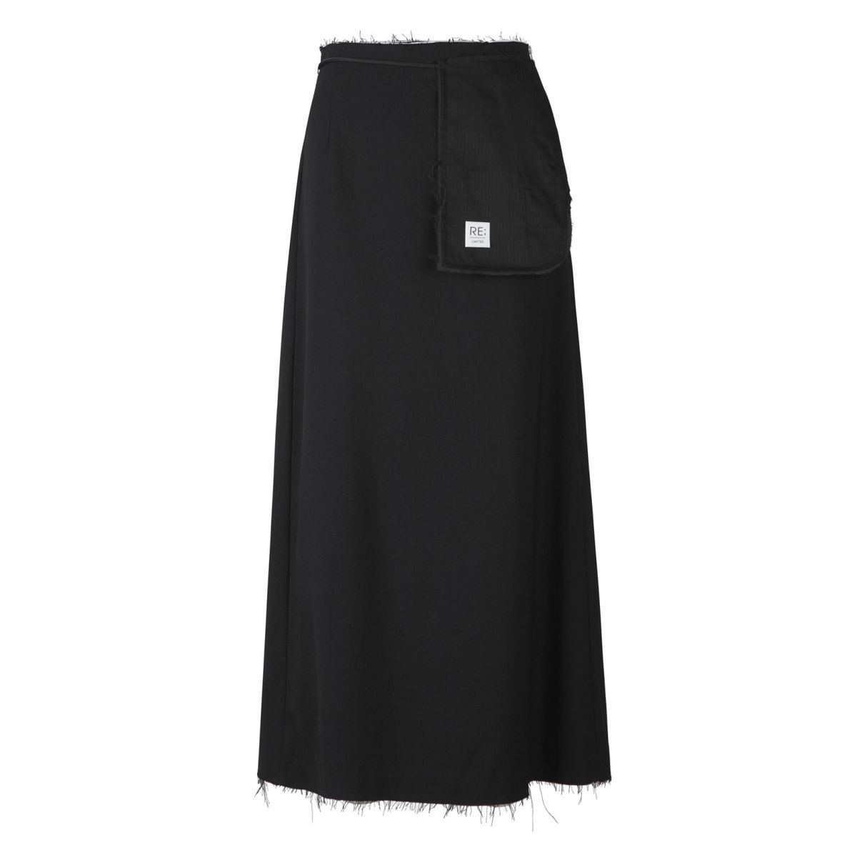 래코드(RECODE) Raw Edge Detail Flare Long Skirt_RQKAW23542BKX