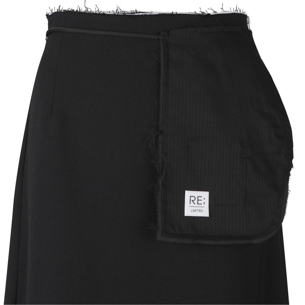 래코드(RECODE) Raw Edge Detail Flare Long Skirt_RQKAW23542BKX