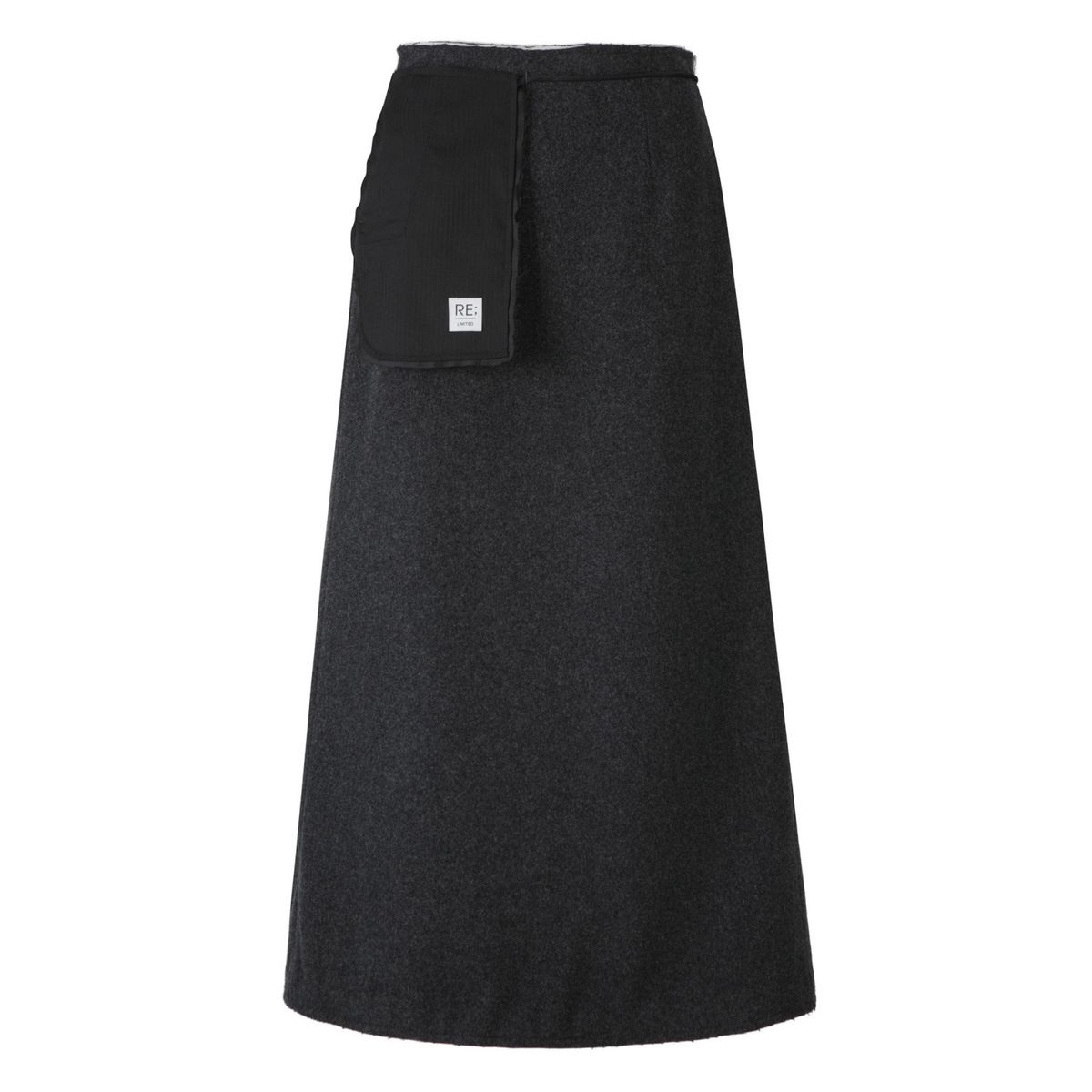 래코드(RECODE) Raw Edge Detail Flare Long Skirt_RQKAW23542GYX