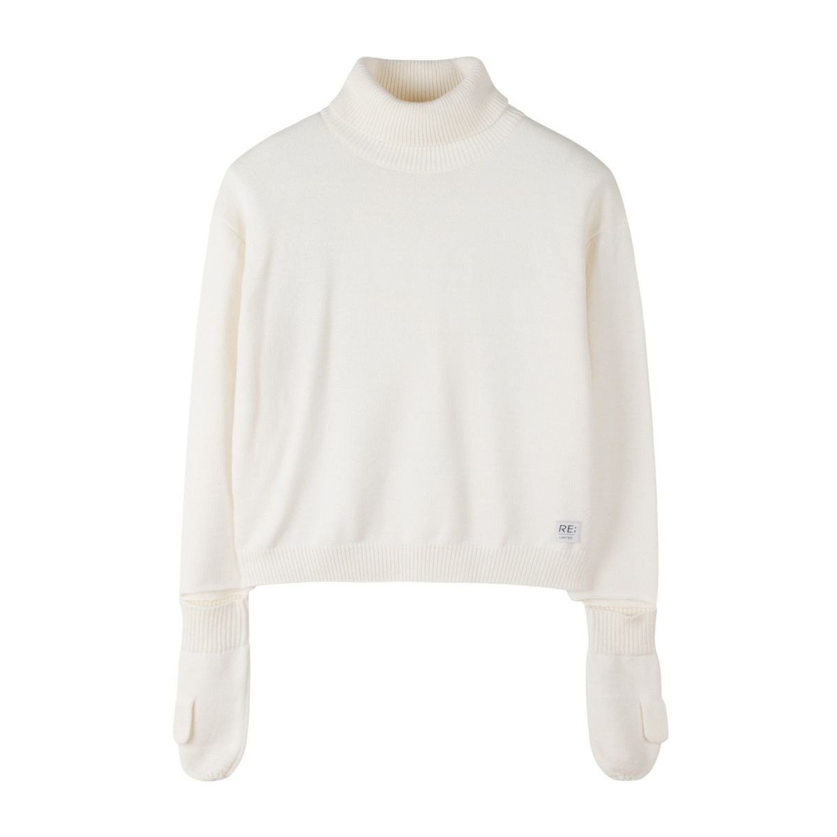 래코드(RECODE) Gloves Mixed Turtle Neck Knit Top_R0WAA23101IVX