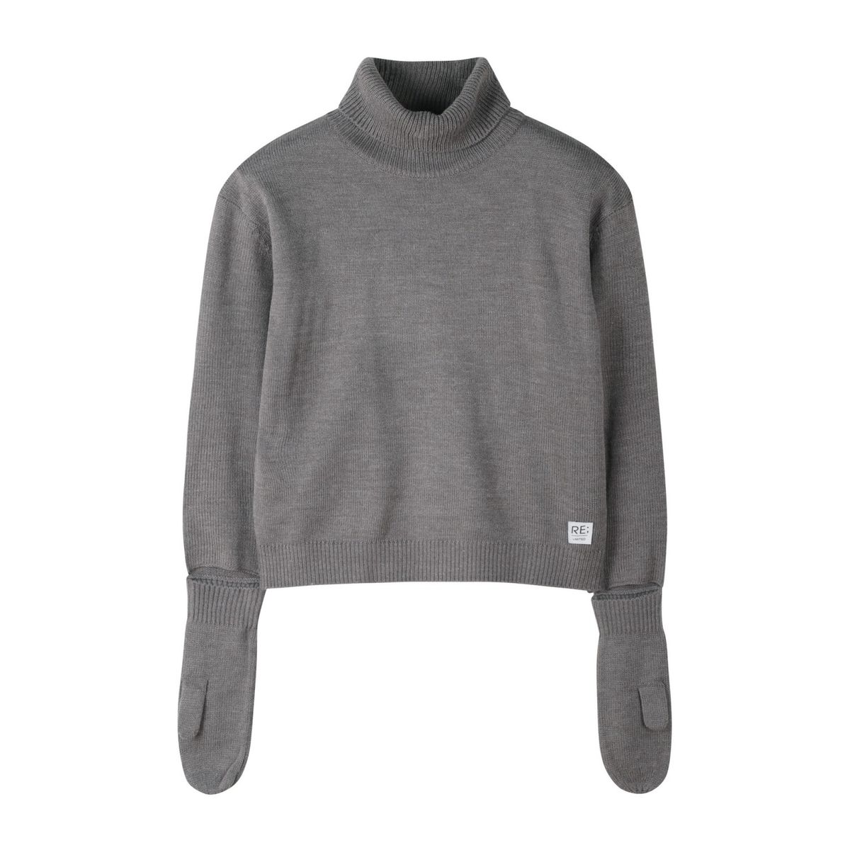 래코드(RECODE) Gloves Mixed Turtle Neck Knit Top_R0WAA23101GYX