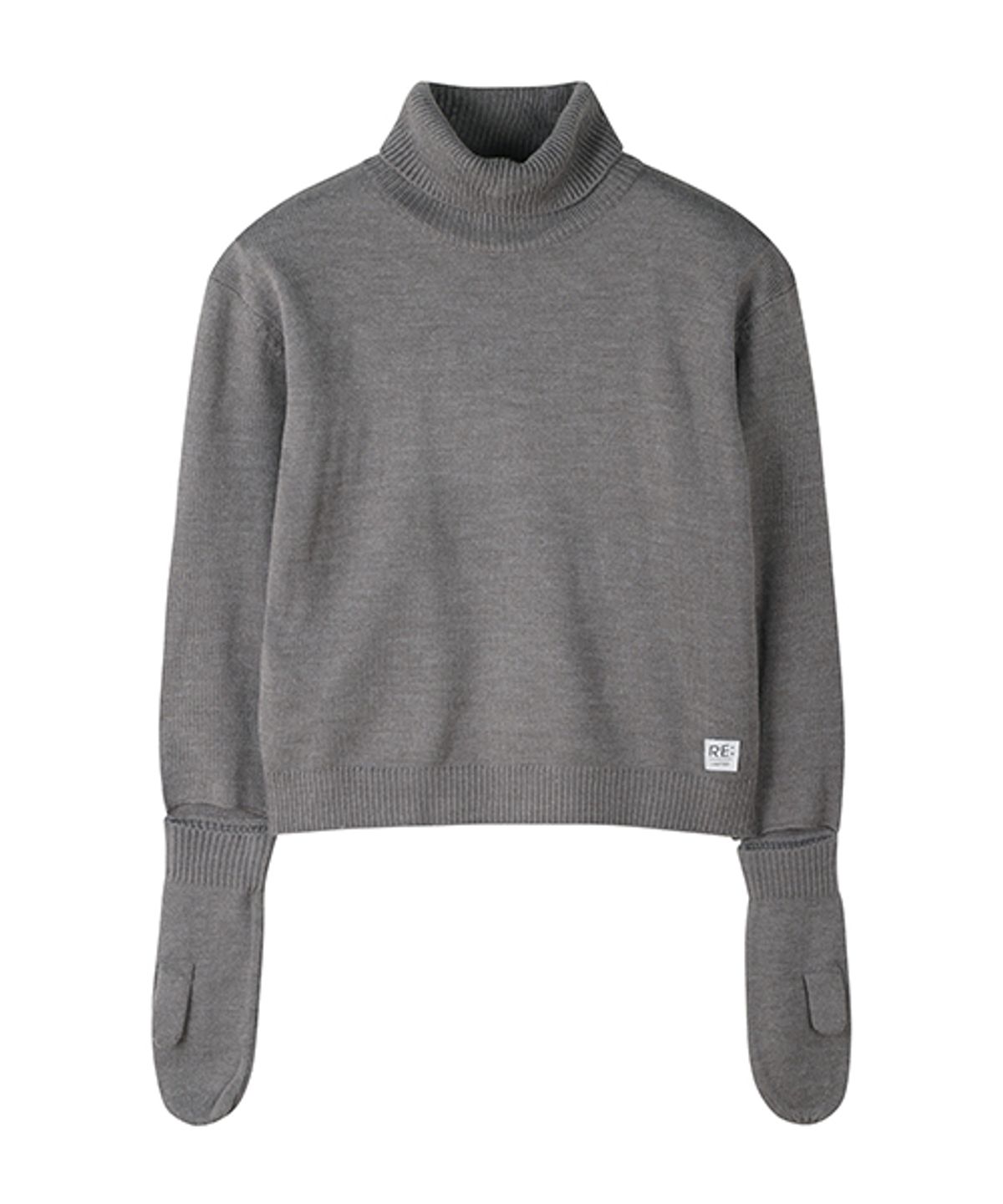 래코드(RECODE) Gloves Mixed Turtle Neck Knit Top_R0WAA23101GYX