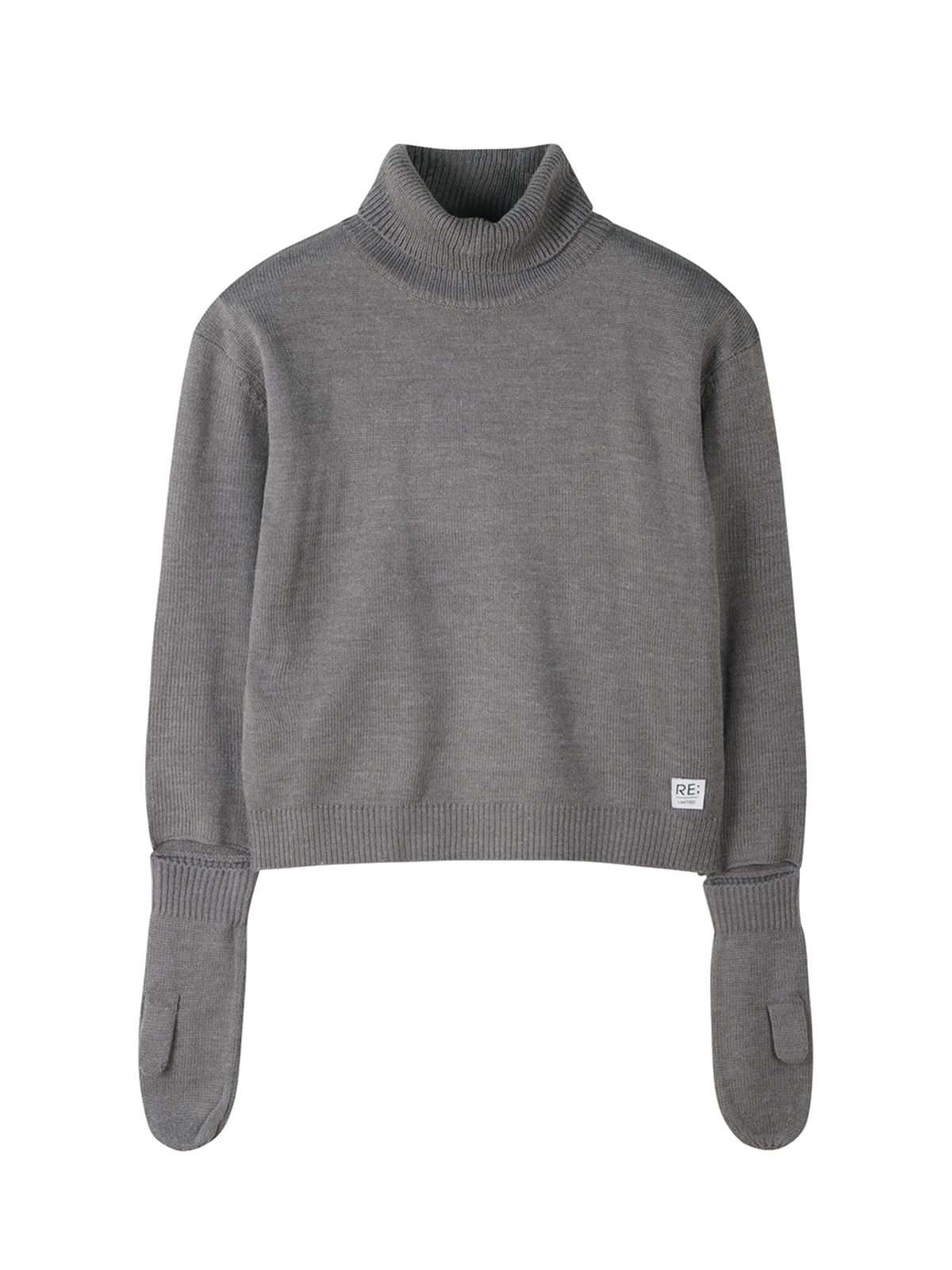 래코드(RECODE) Gloves Mixed Turtle Neck Knit Top_R0WAA23101GYX
