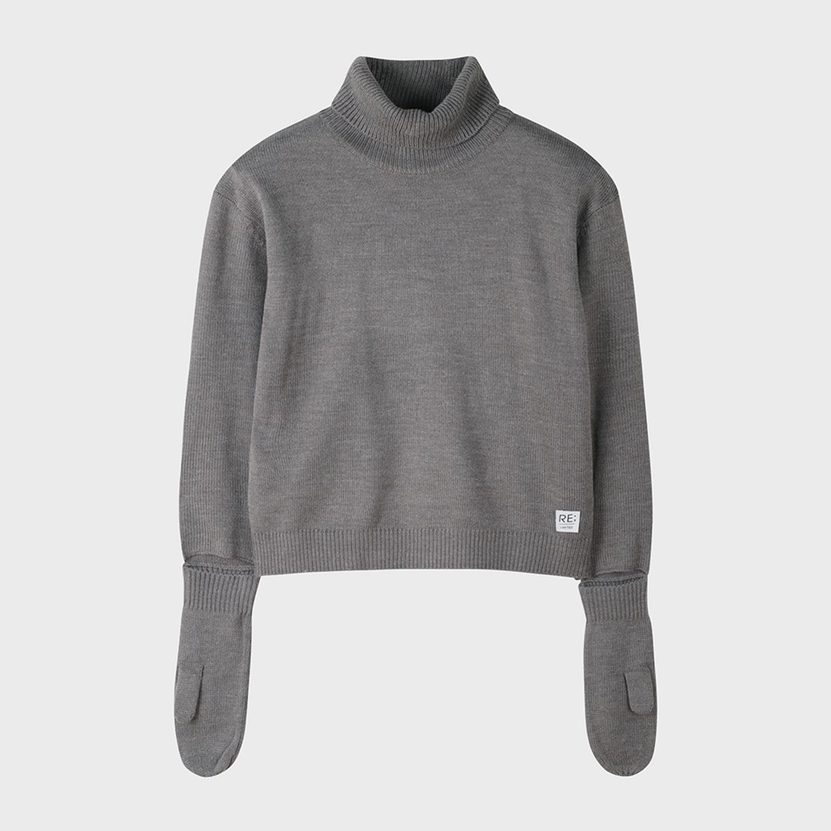 래코드(RECODE) Gloves Mixed Turtle Neck Knit Top_R0WAA23101GYX