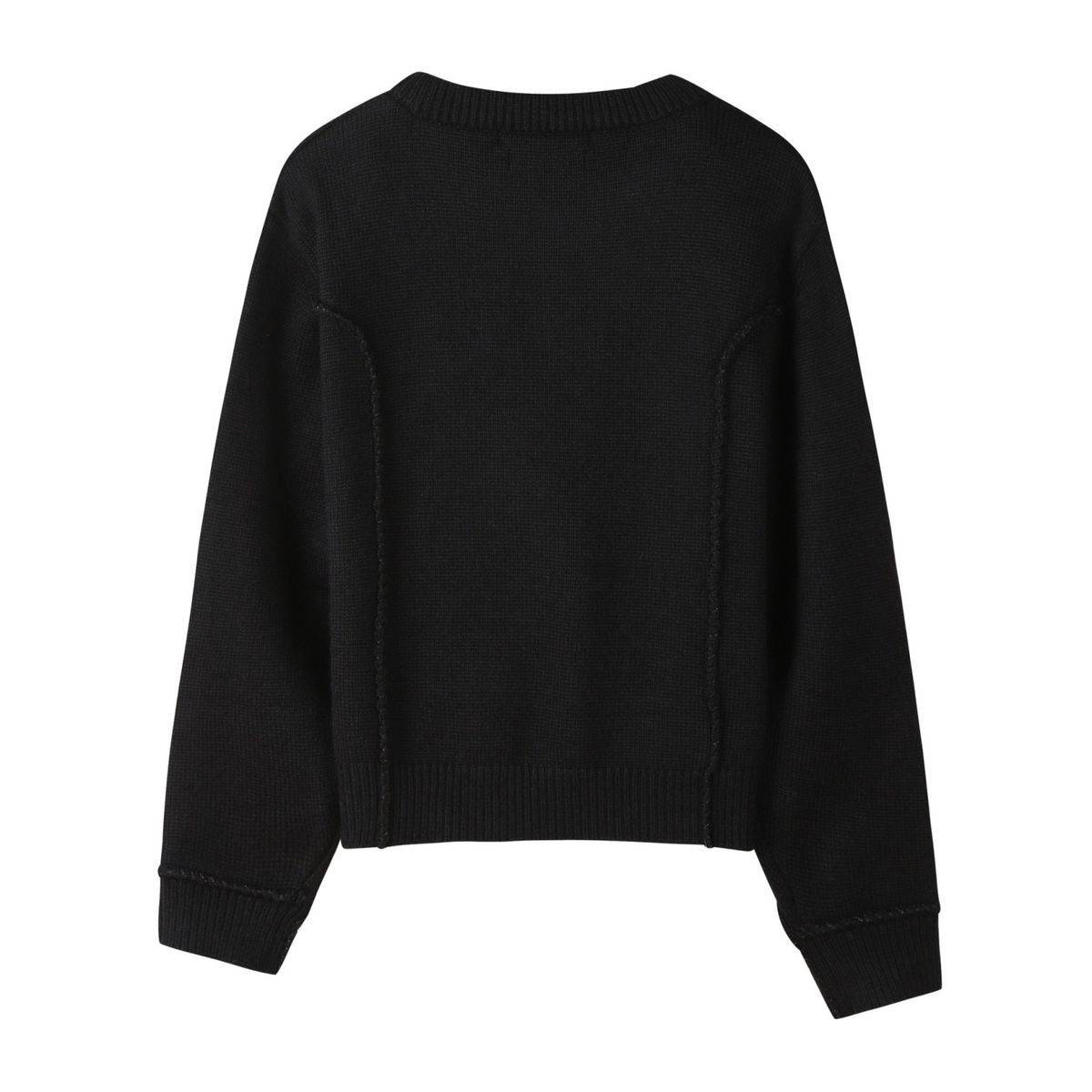 래코드(RECODE) Raw Edged Detail Knit Top_R0WAW23107BKX