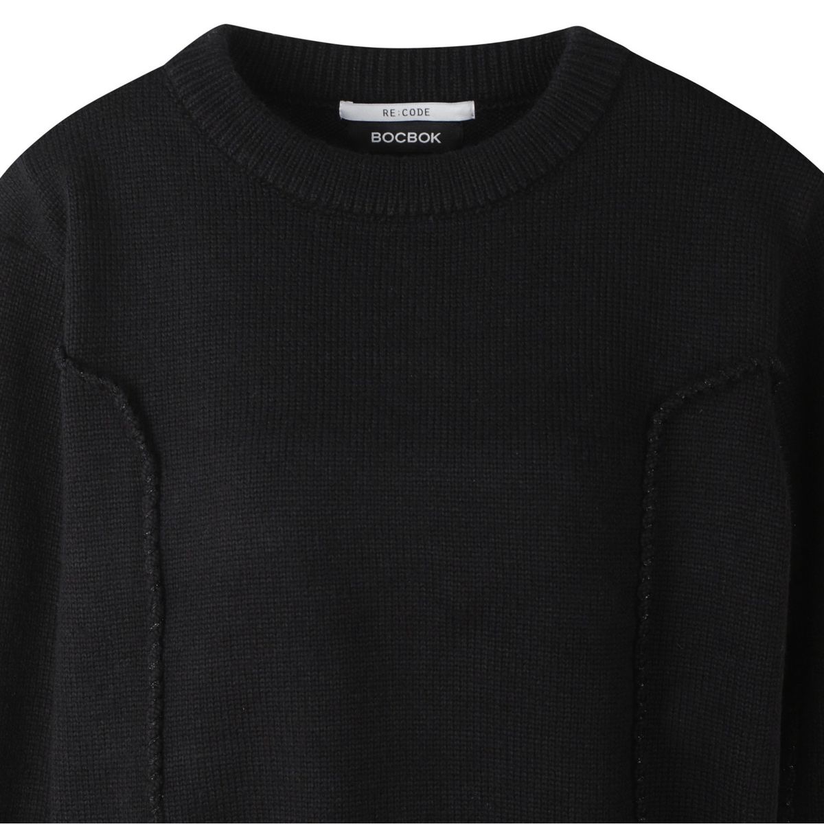 래코드(RECODE) Raw Edged Detail Knit Top_R0WAW23107BKX