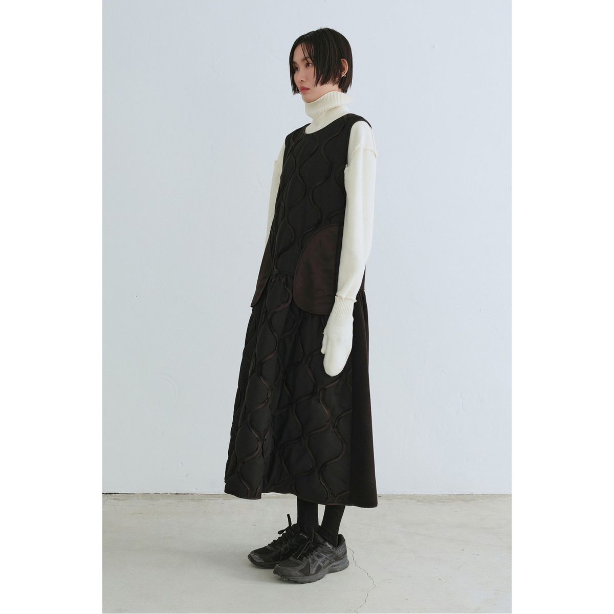 래코드(RECODE) Quilting Voluminous Dress_RQDAW23540BKX