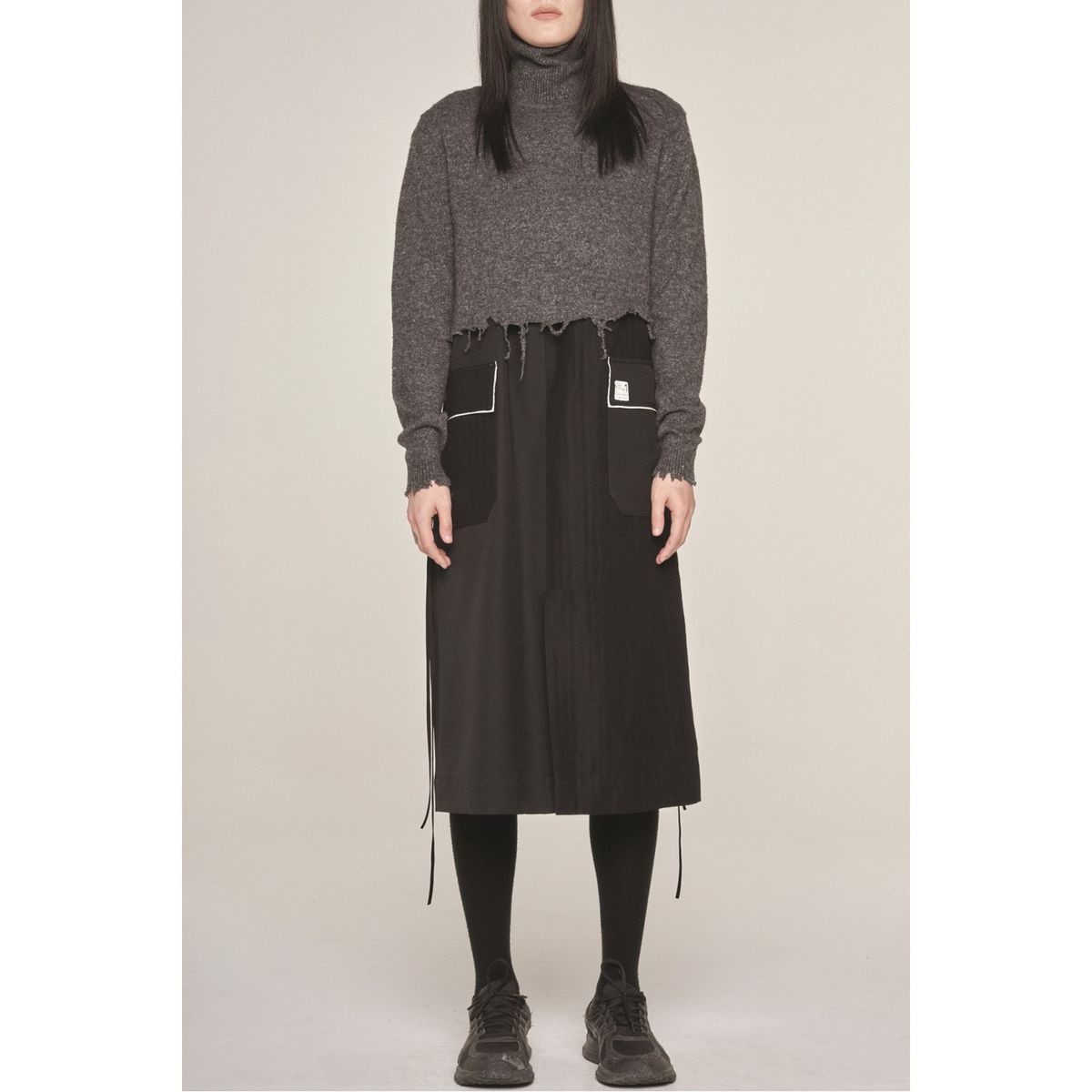 래코드(RECODE) Knit Set Color Blocked H-Line Dress_RQDAW23539BKX