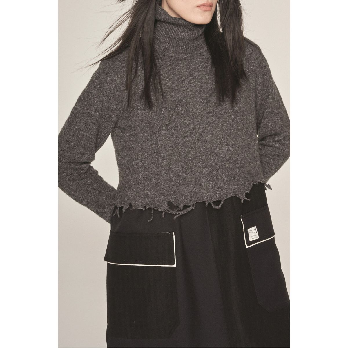 래코드(RECODE) Knit Set Color Blocked H-Line Dress_RQDAW23539BKX