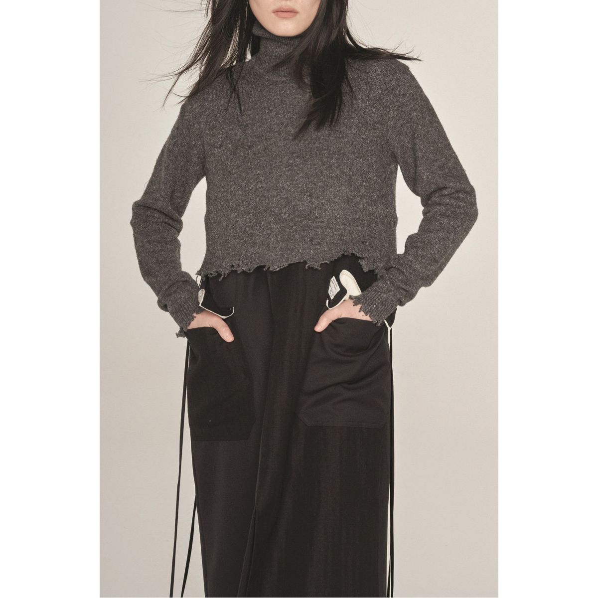 래코드(RECODE) Knit Set Color Blocked H-Line Dress_RQDAW23539BKX