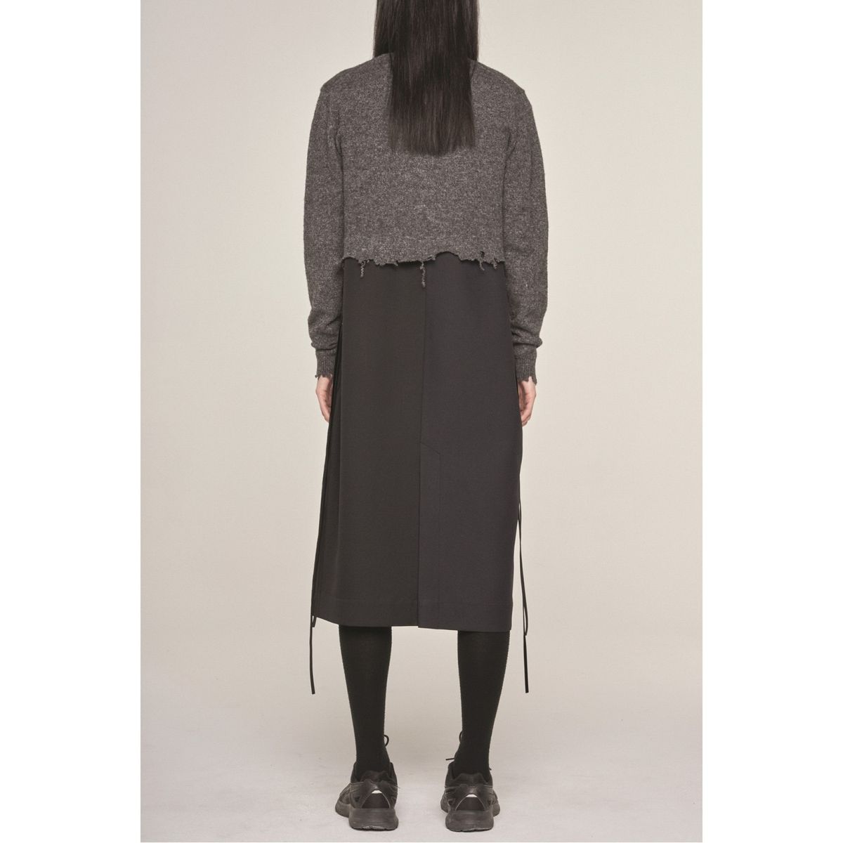 래코드(RECODE) Knit Set Color Blocked H-Line Dress_RQDAW23539BKX