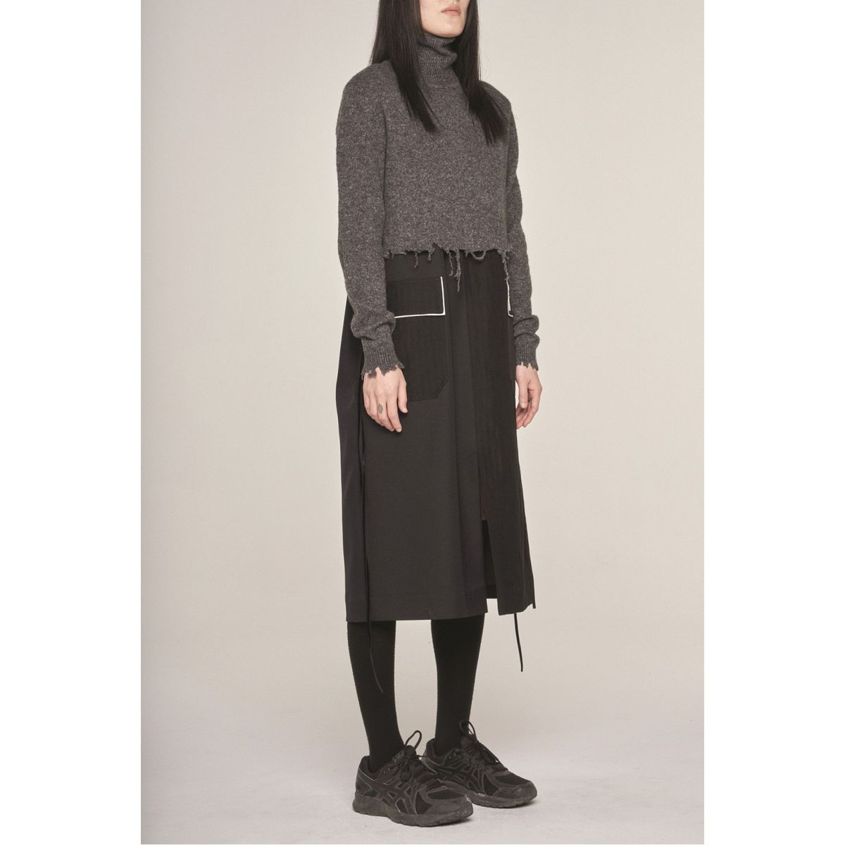 래코드(RECODE) Knit Set Color Blocked H-Line Dress_RQDAW23539BKX