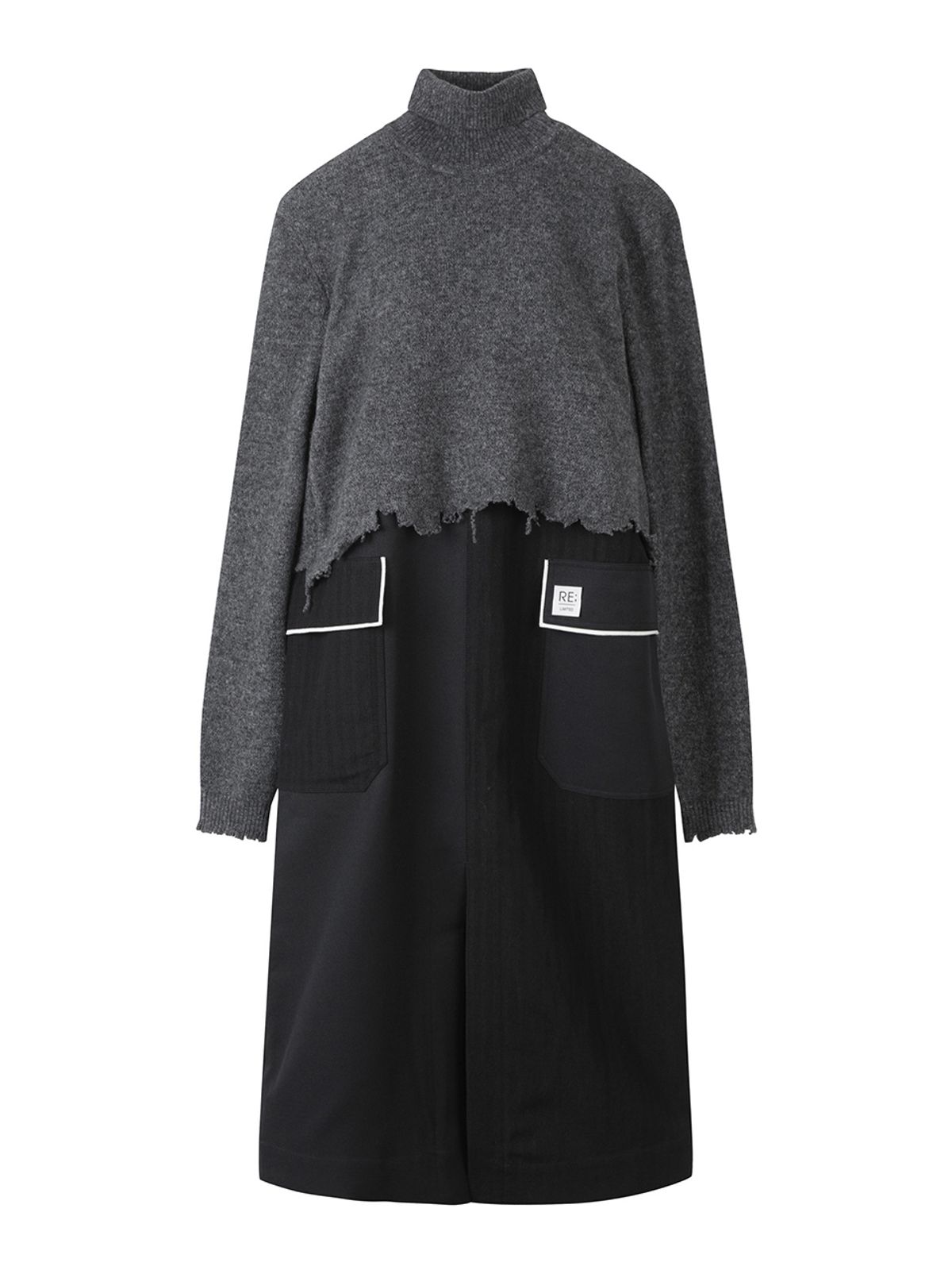 래코드(RECODE) Knit Set Color Blocked H-Line Dress_RQDAW23539BKX