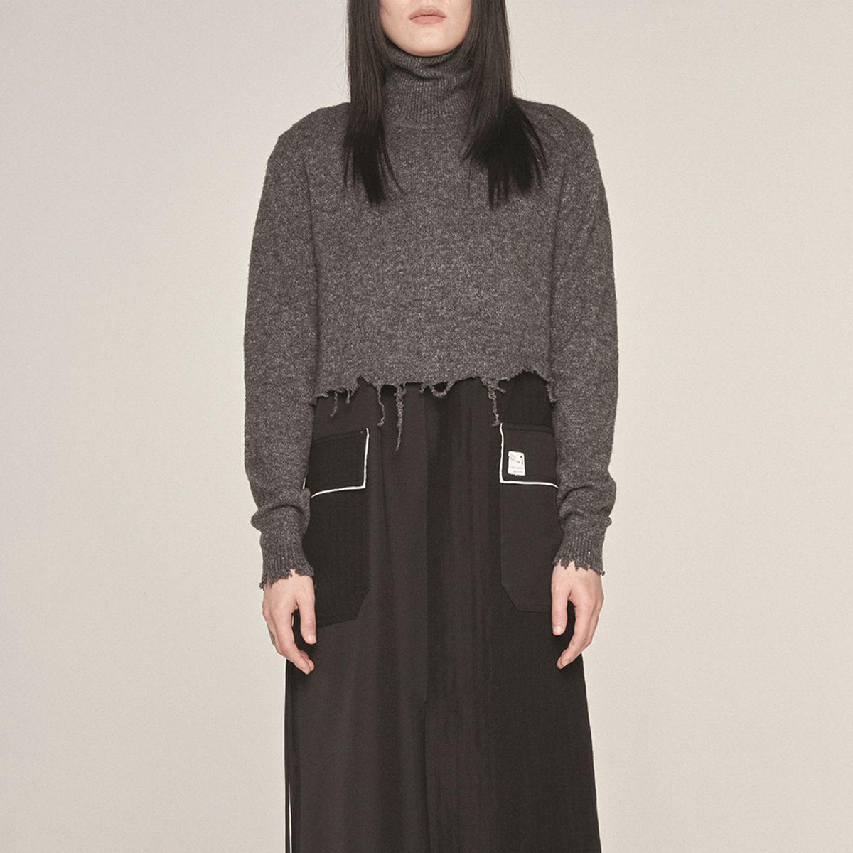 래코드(RECODE) Knit Set Color Blocked H-Line Dress_RQDAW23539BKX