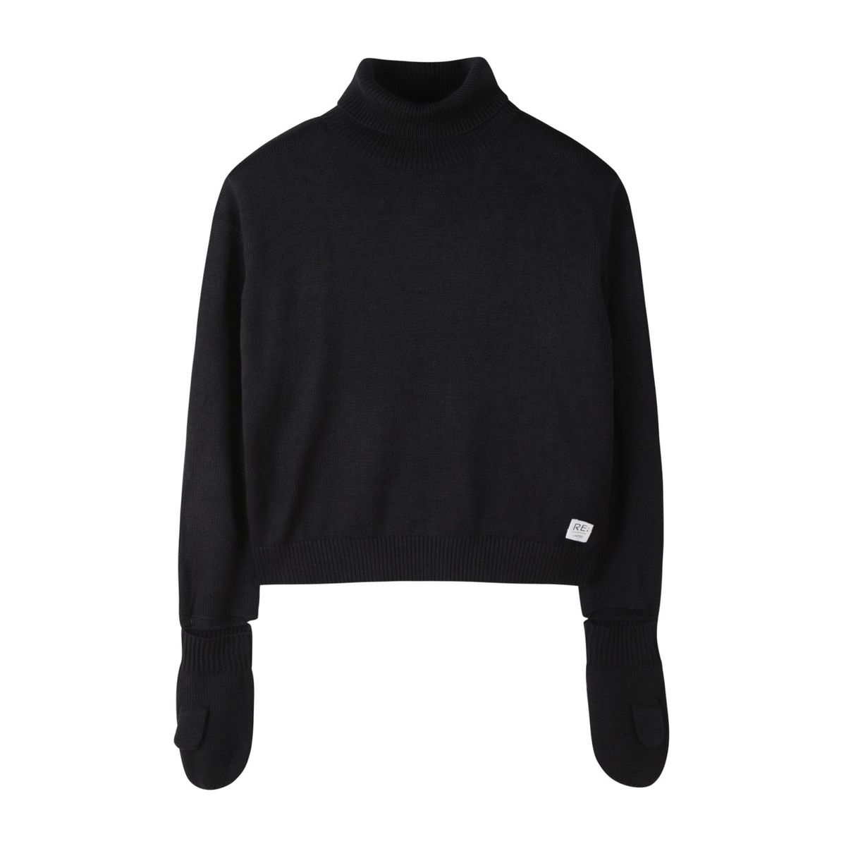 래코드(RECODE) Gloves Mixed Turtle Neck Knit Top_R0WAA23101BKX