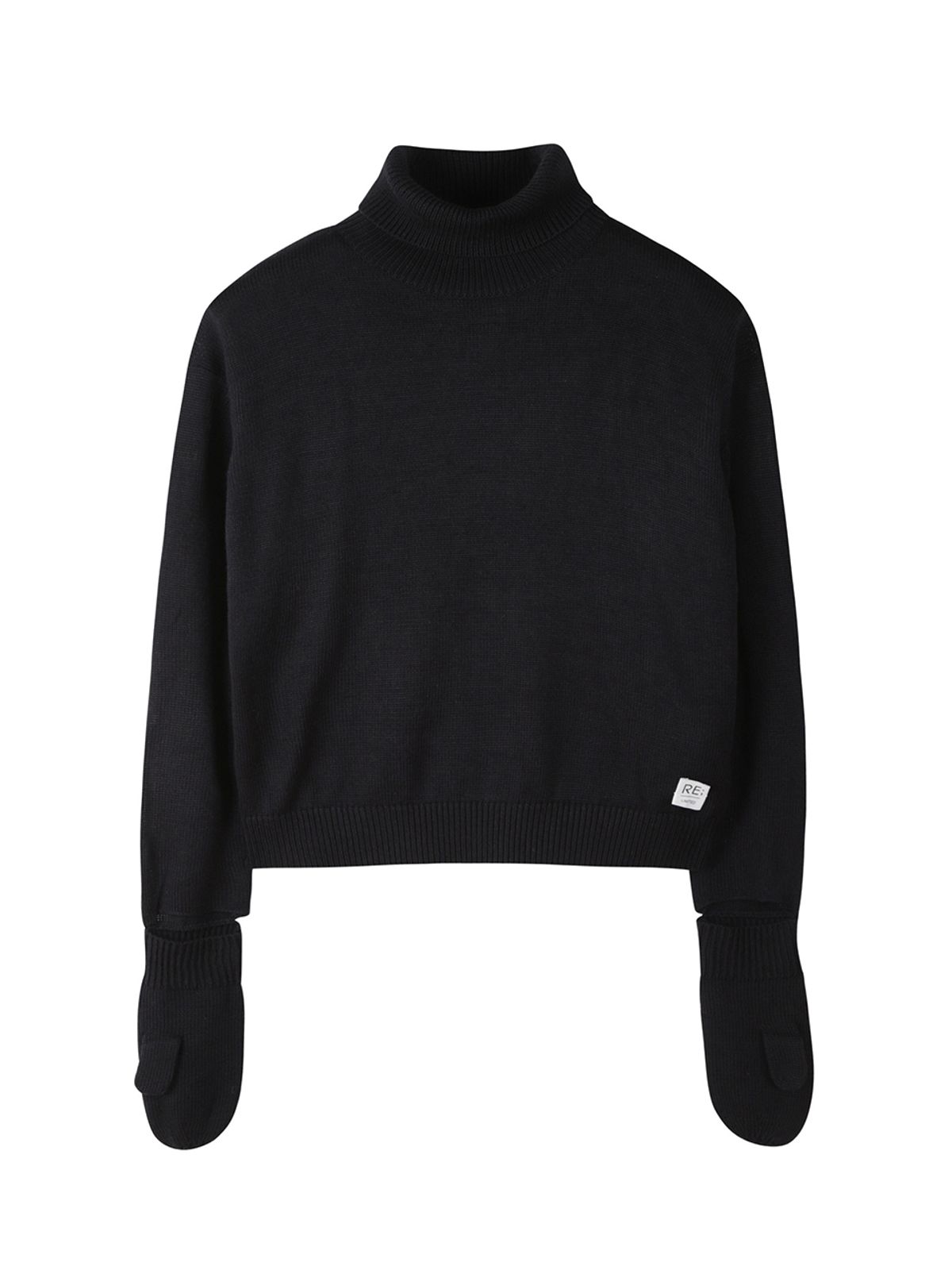 래코드(RECODE) Gloves Mixed Turtle Neck Knit Top_R0WAA23101BKX