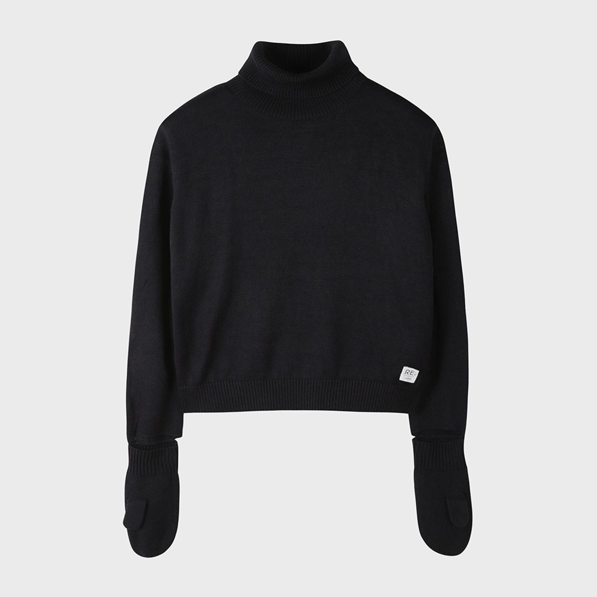 래코드(RECODE) Gloves Mixed Turtle Neck Knit Top_R0WAA23101BKX