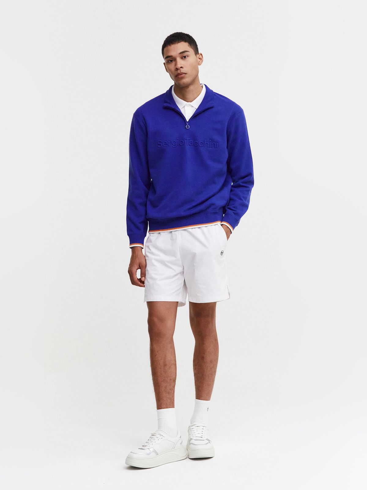 세르지오 타키니(SERGIO TACCHINI) M 리조트 울 빅 로고 스웨터 풀오버 (D.Blue)