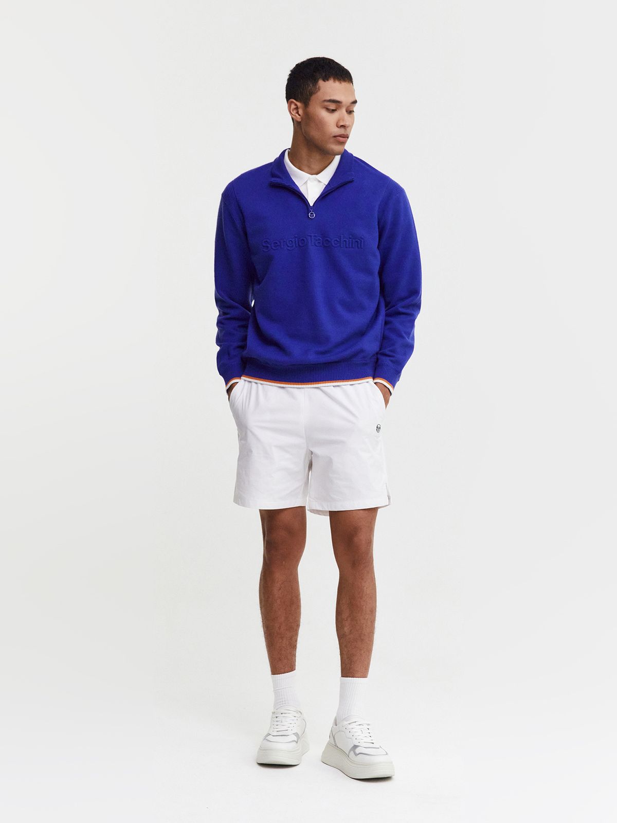 세르지오 타키니(SERGIO TACCHINI) M 리조트 울 빅 로고 스웨터 풀오버 (D.Blue)
