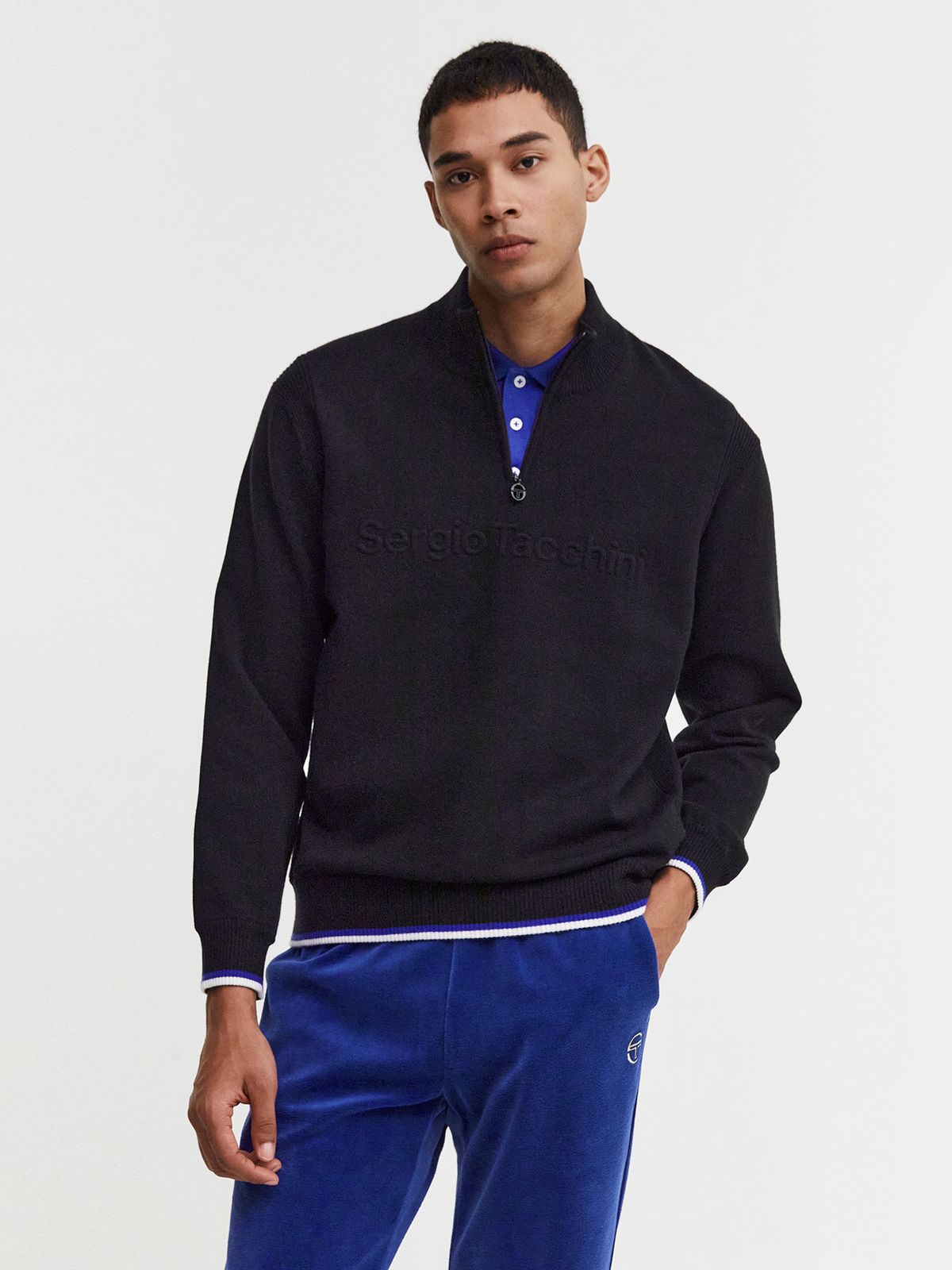 세르지오 타키니(SERGIO TACCHINI) M 리조트 울 빅 로고 스웨터 풀오버 (Black)