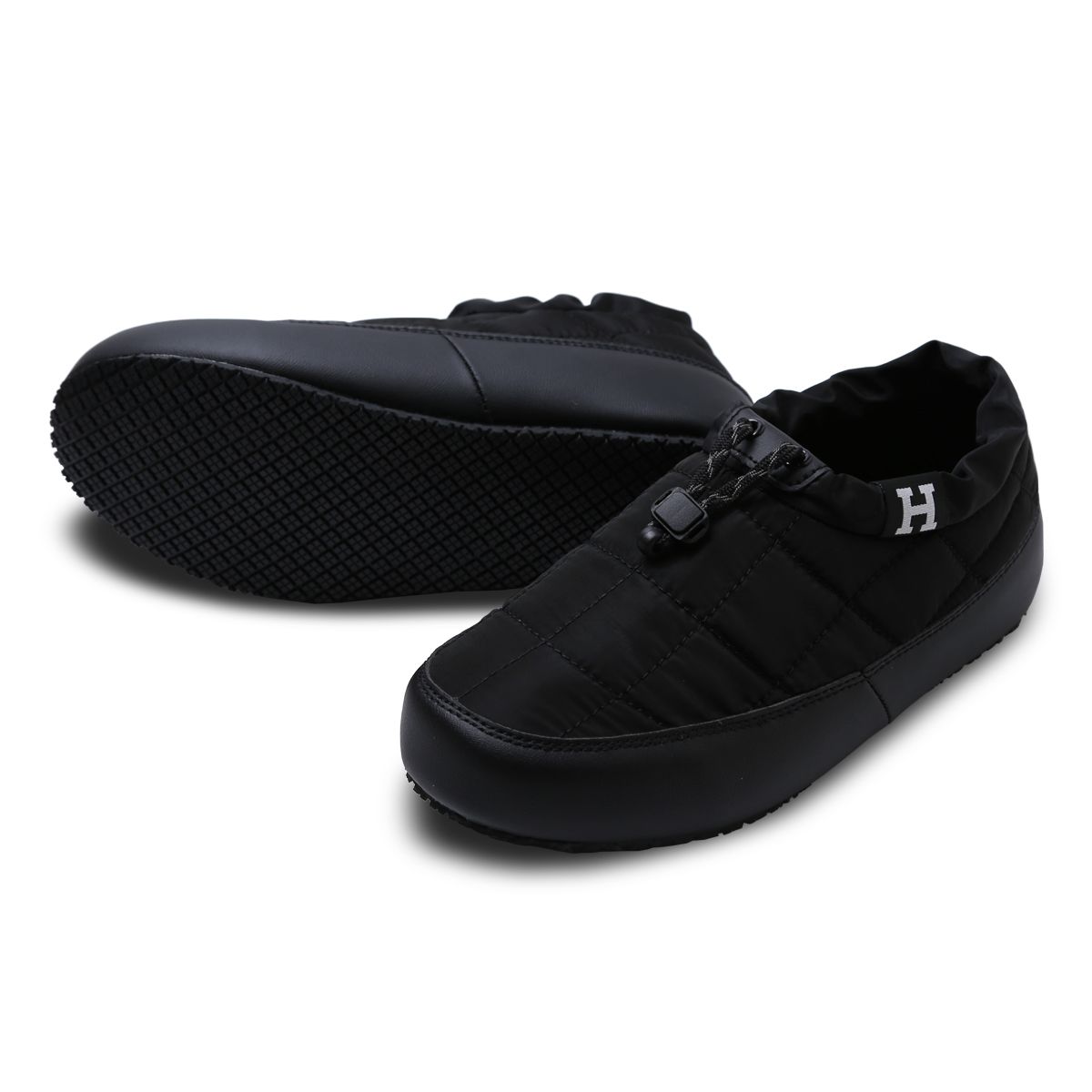 하버드 슈즈(HARVARD SHOES) 콘라드 남여공용 패딩 슬립온 퍼 안감 블랙