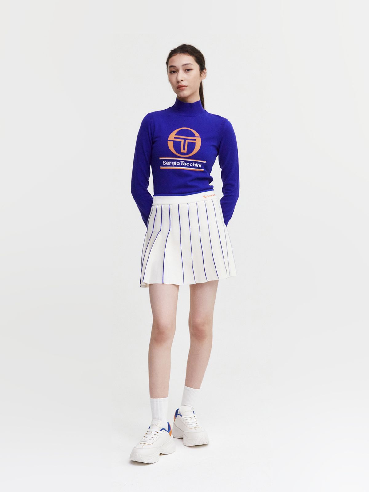세르지오 타키니(SERGIO TACCHINI) W 리조트 니트 플리츠 스커트 (White)