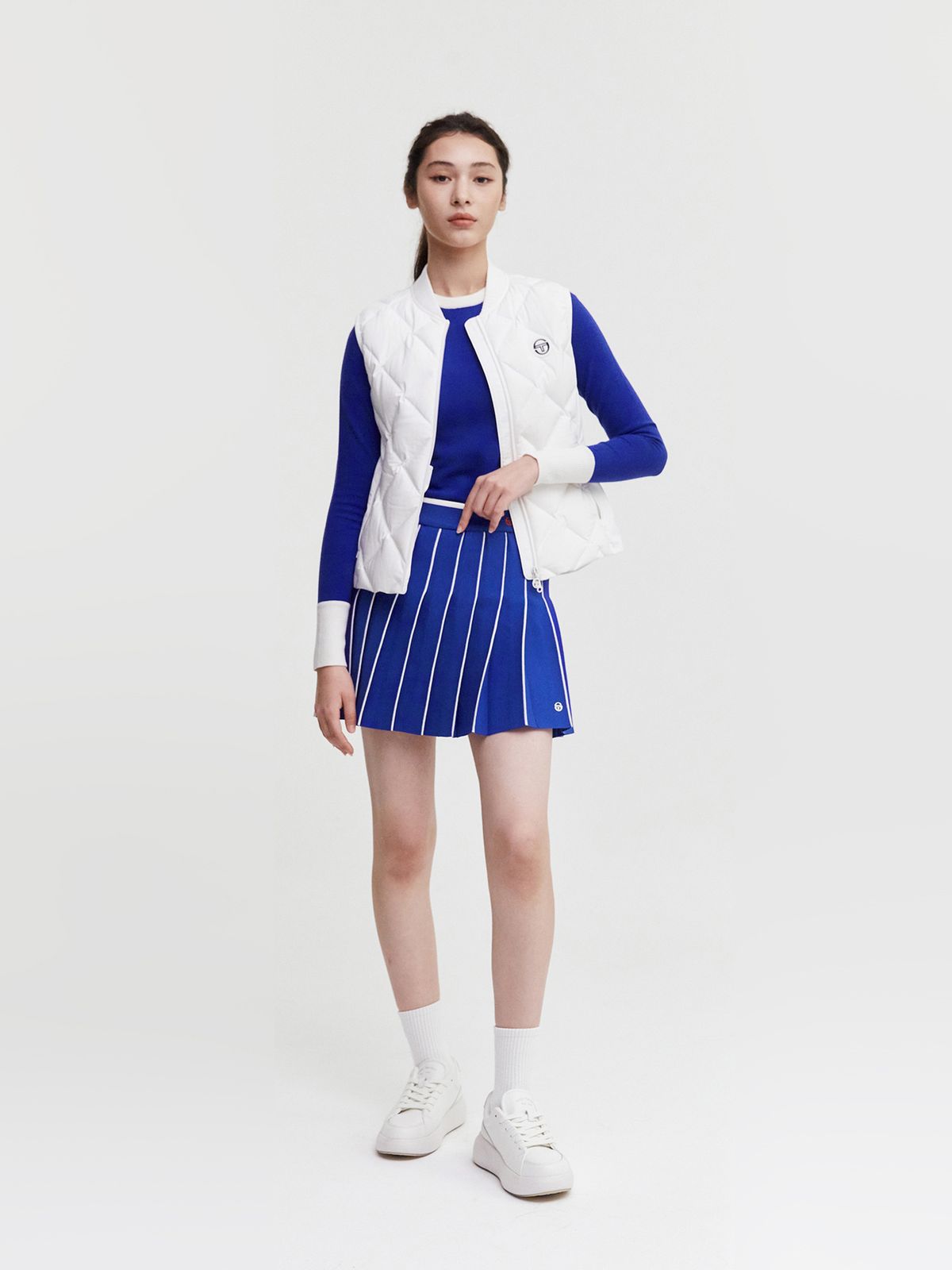 세르지오 타키니(SERGIO TACCHINI) W 리조트 니트 플리츠 스커트 (D.Blue)