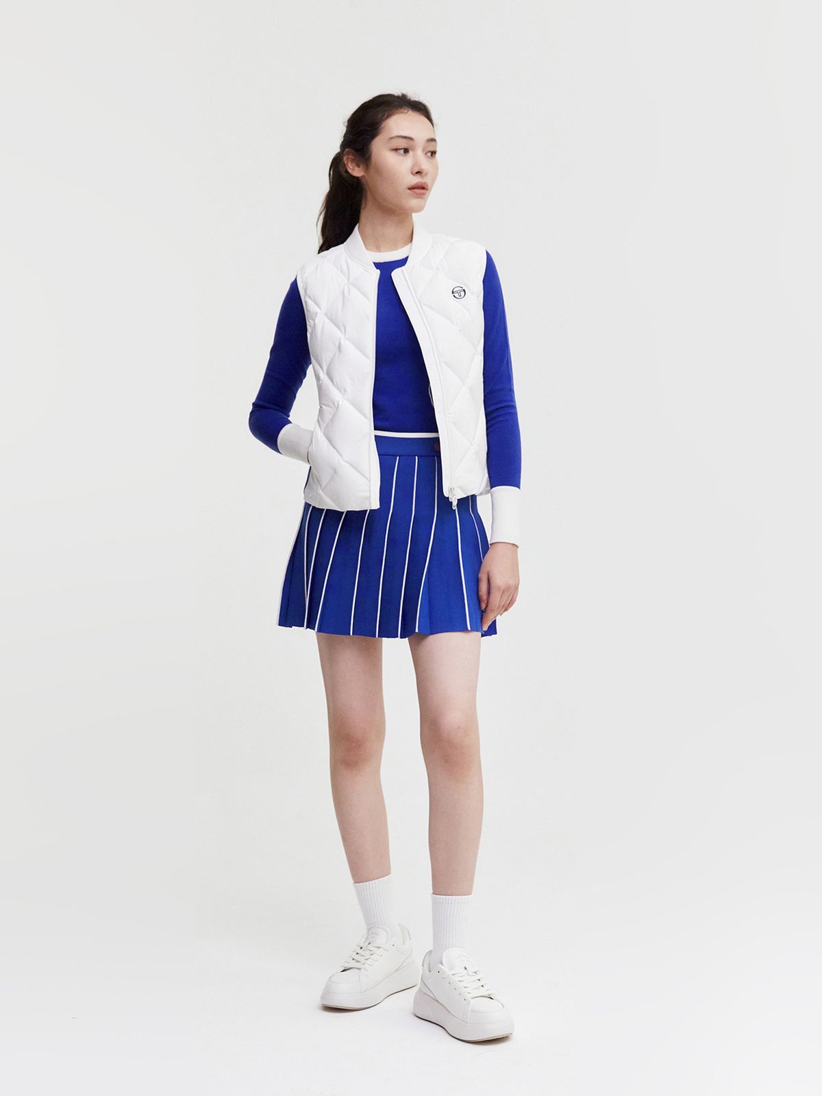 세르지오 타키니(SERGIO TACCHINI) W 리조트 니트 플리츠 스커트 (D.Blue)