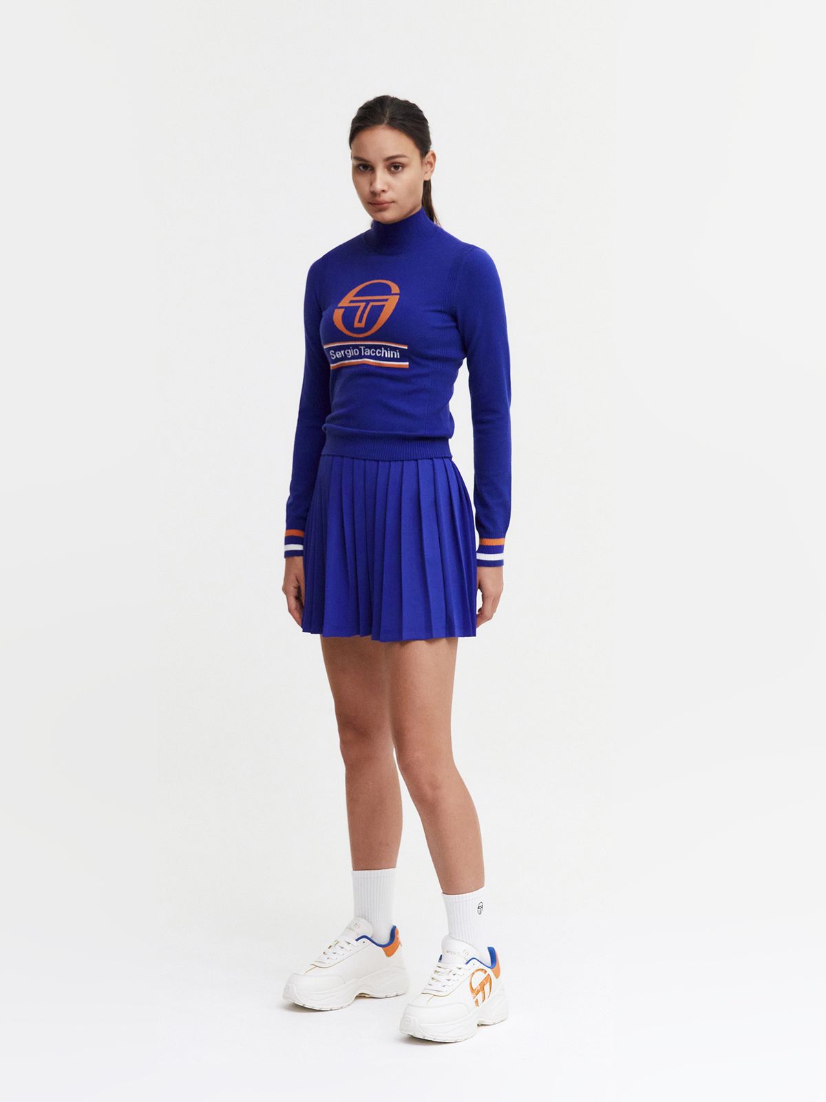세르지오 타키니(SERGIO TACCHINI) W 리조트 울 로고 스웨터 풀오버 (D.Blue)