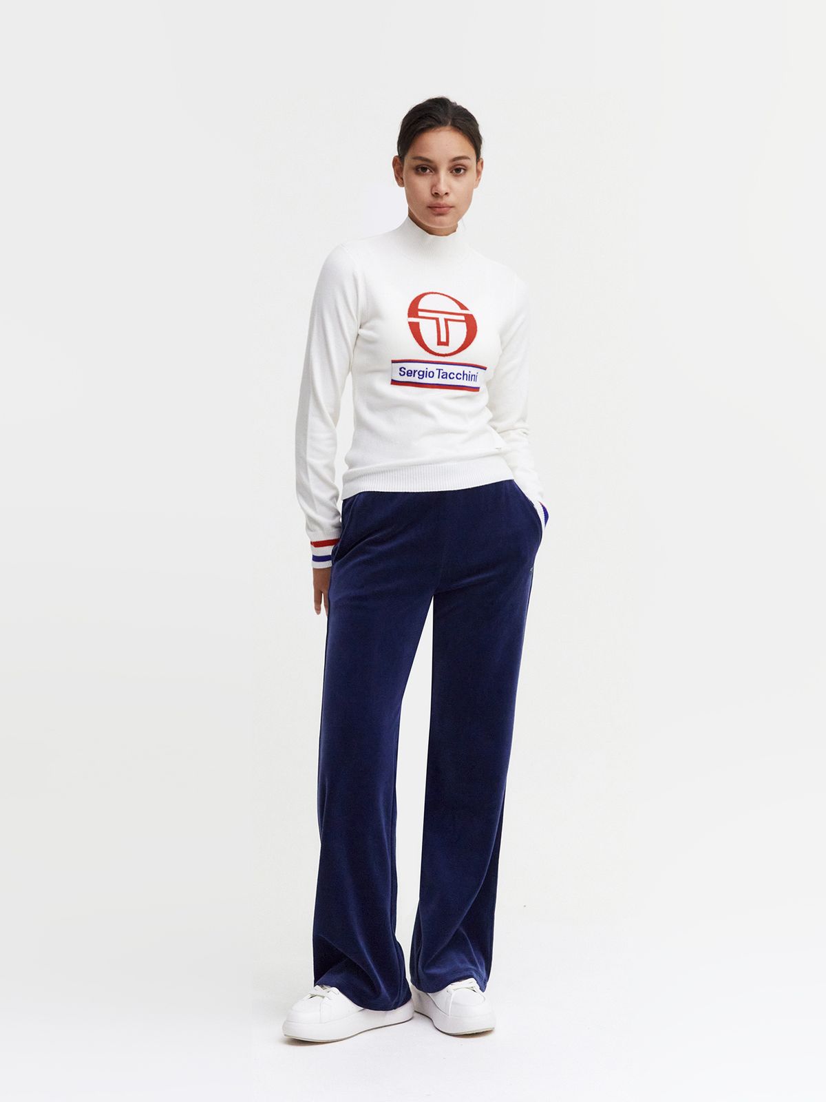 세르지오 타키니(SERGIO TACCHINI) W 리조트 울 로고 스웨터 풀오버 (White)