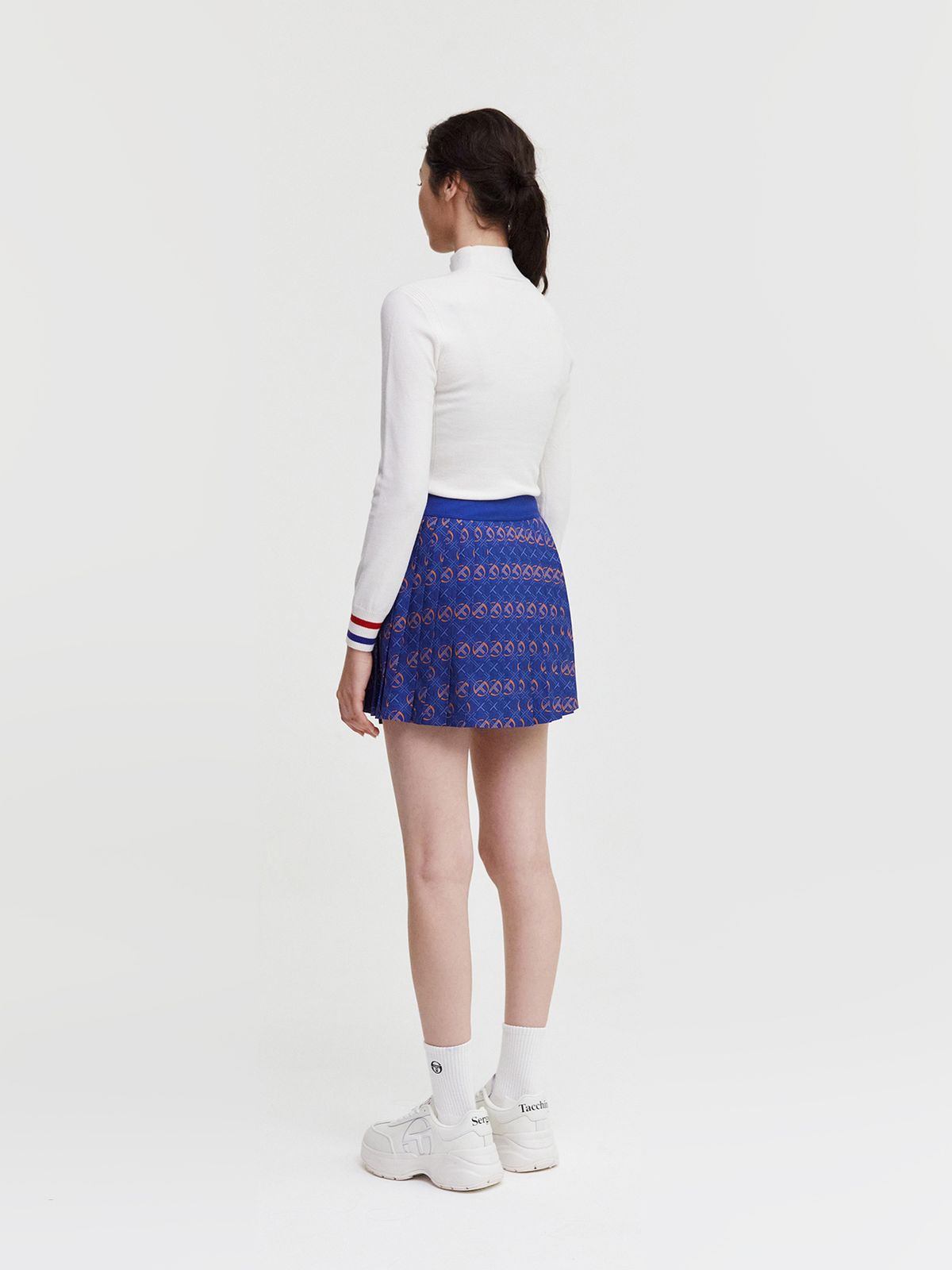 세르지오 타키니(SERGIO TACCHINI) W 리조트 AOP 패턴 플리츠 랩 스커트 (D.Blue)