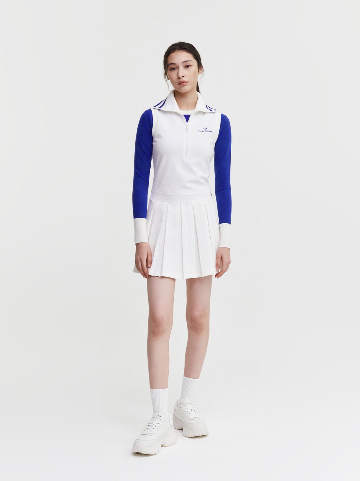 세르지오 타키니(SERGIO TACCHINI) W 리조트 하이넥 슬리브리스 드레스 (White)
