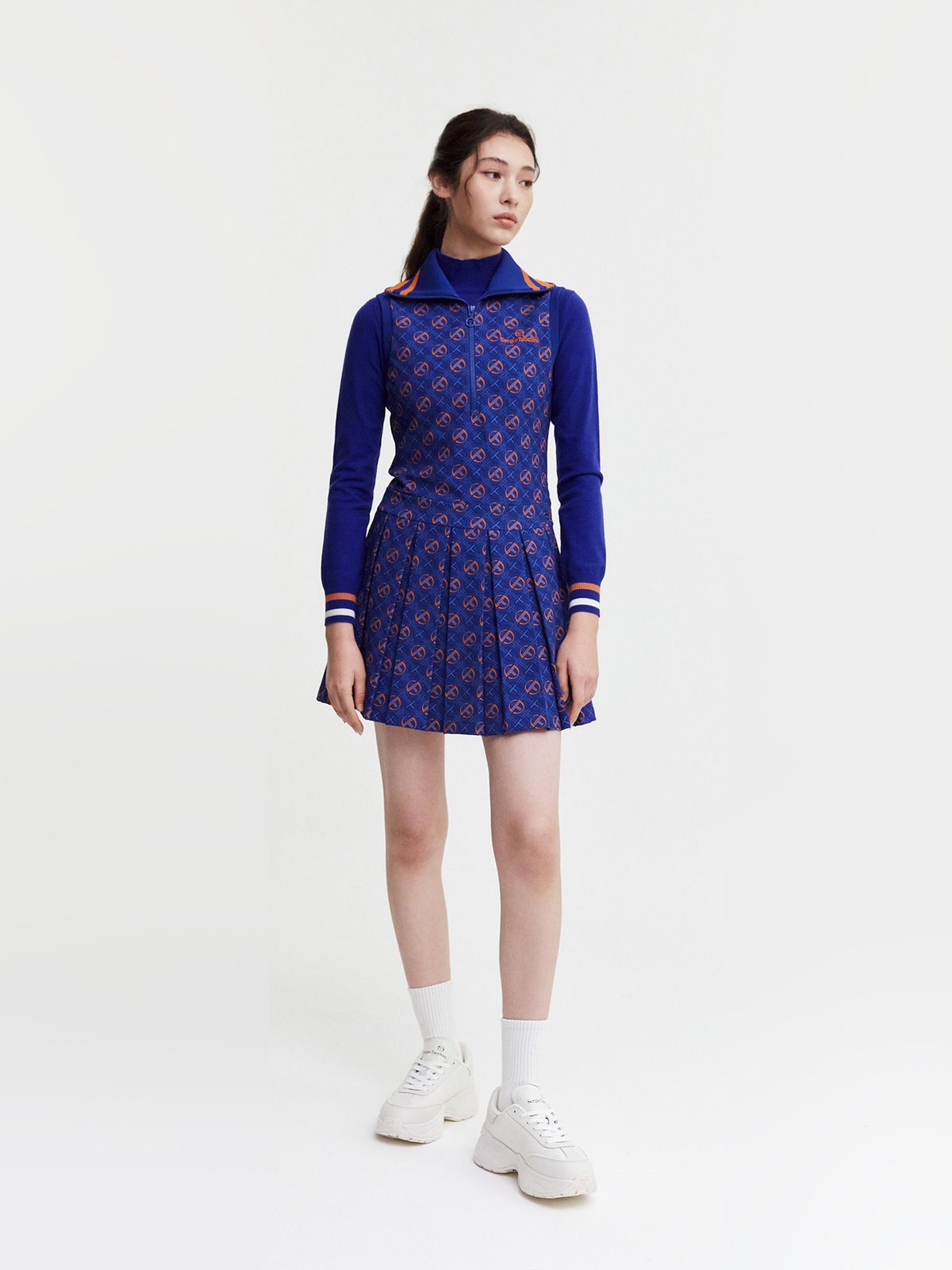 세르지오 타키니(SERGIO TACCHINI) W 리조트 하이넥 슬리브리스 드레스 (D.Blue)