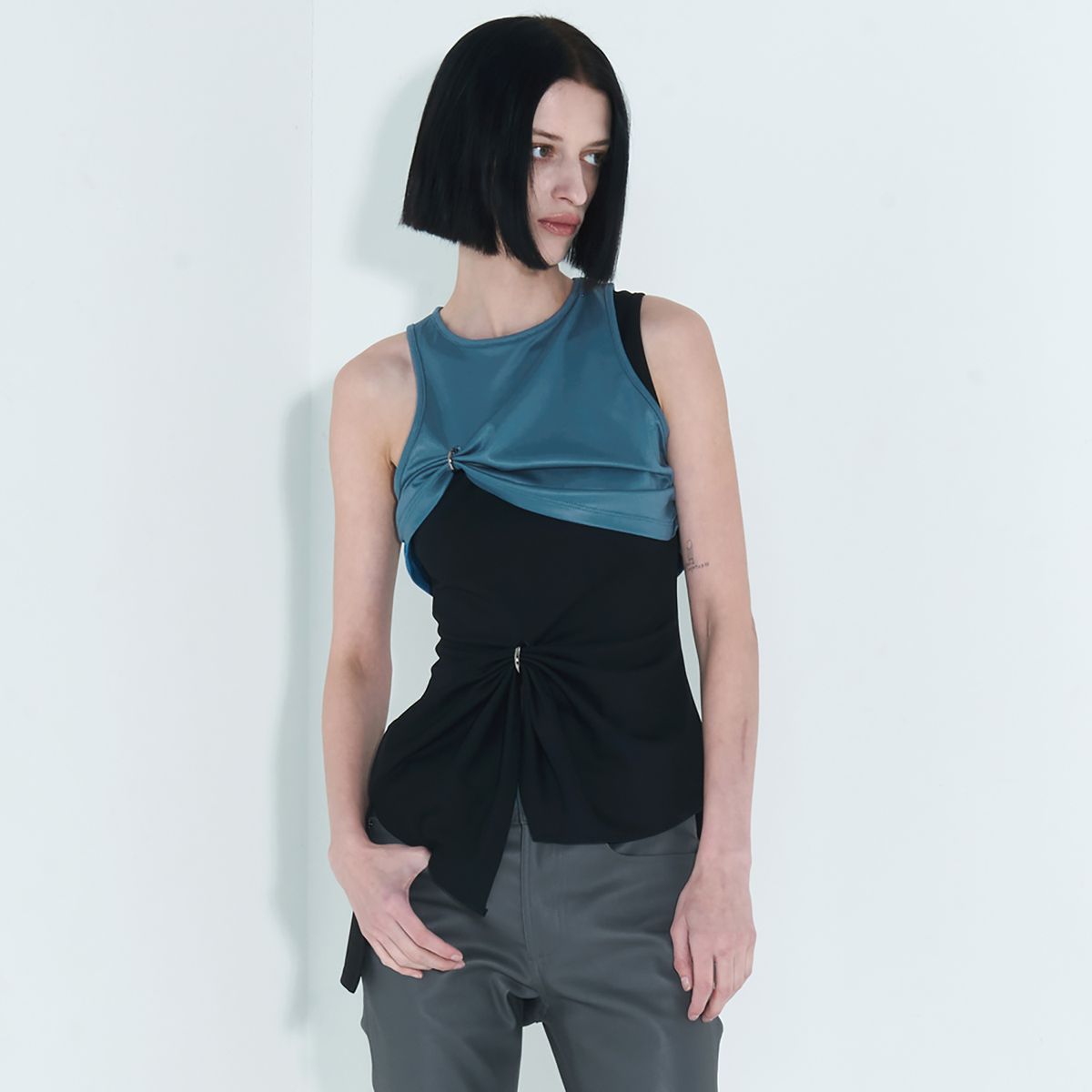 킴지수(KIMZISU) Chain Link Layered Top _ Teal