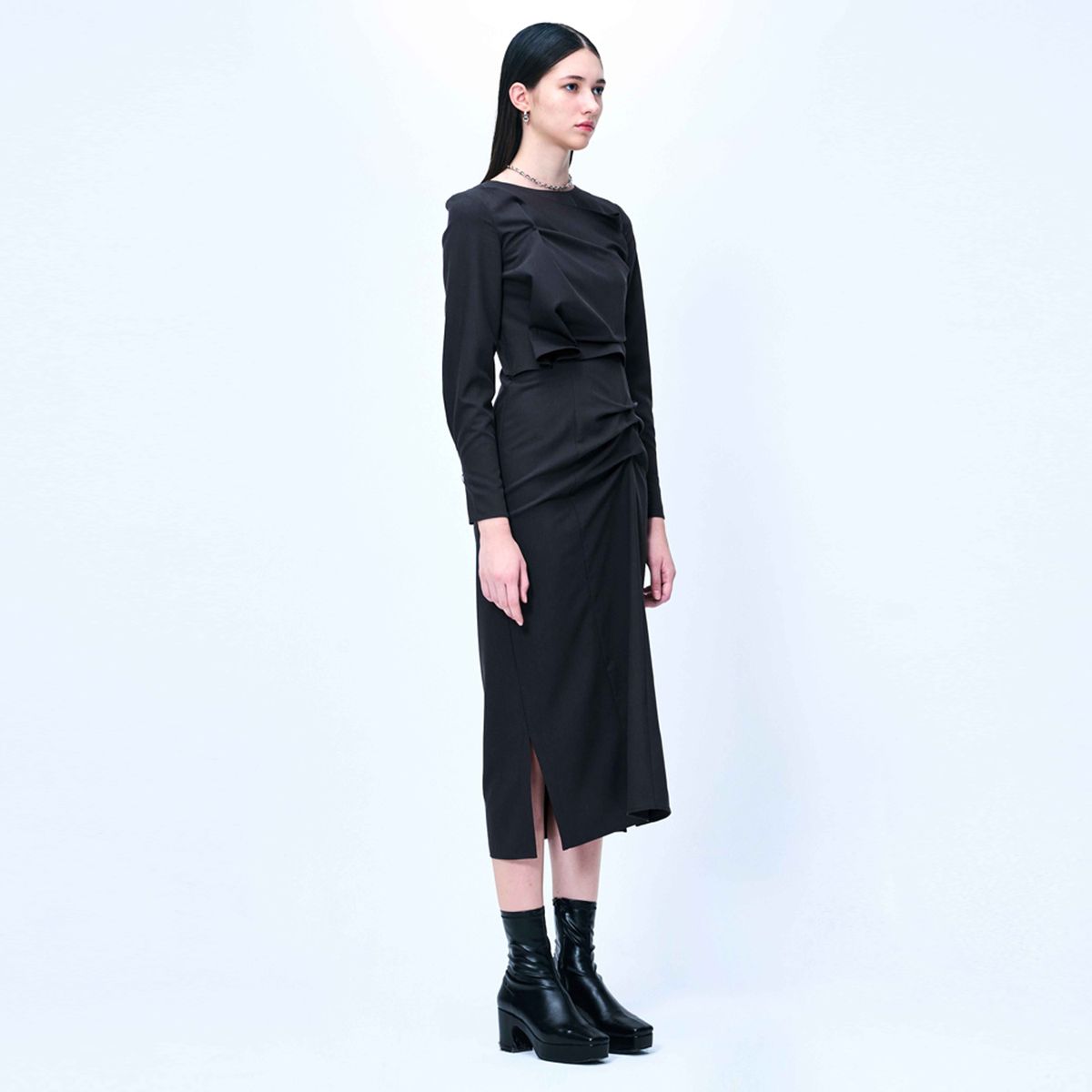 킴지수(KIMZISU) [재입고] DOZI - Long Pierced Dress _ Dark Grey