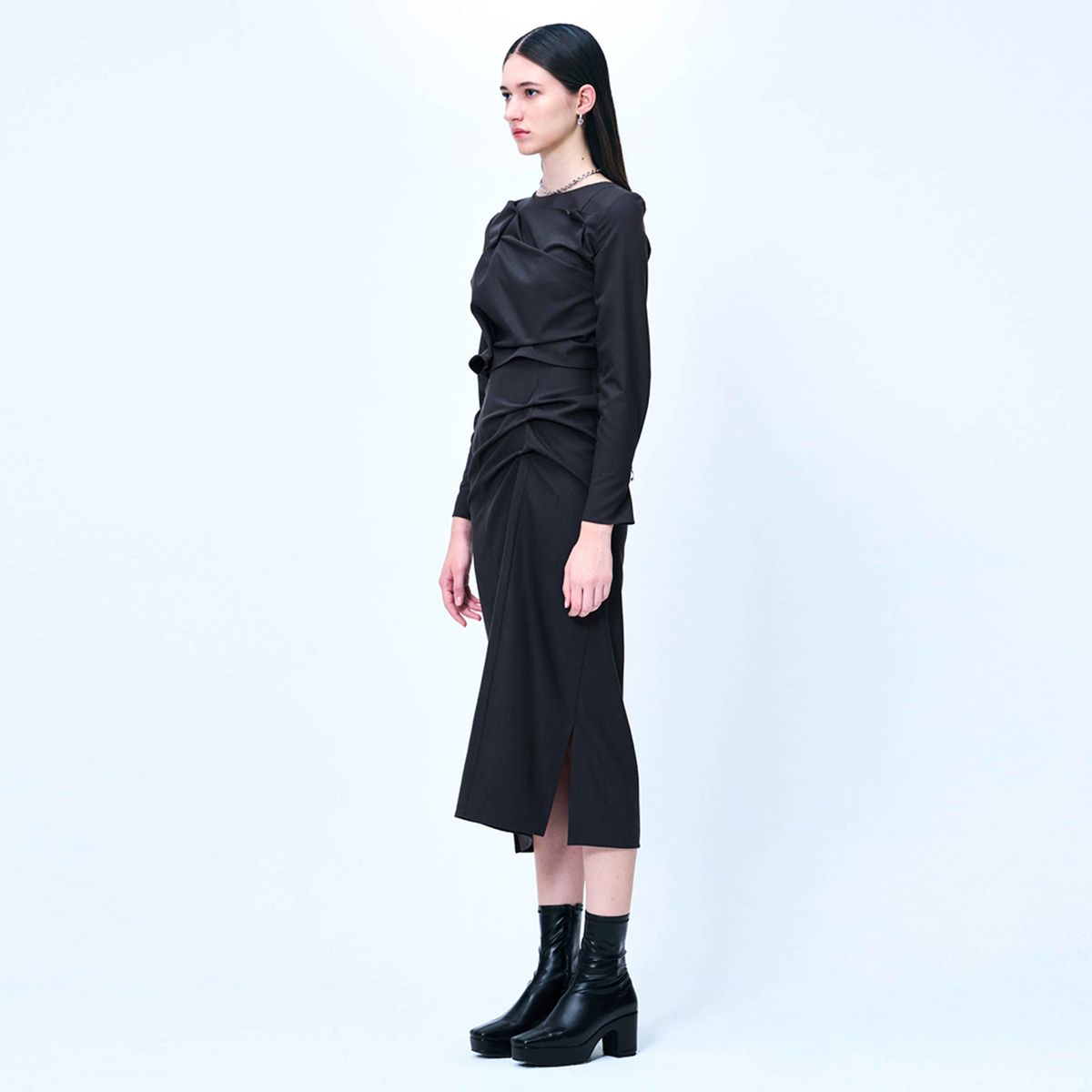 킴지수(KIMZISU) [재입고] DOZI - Long Pierced Dress _ Dark Grey
