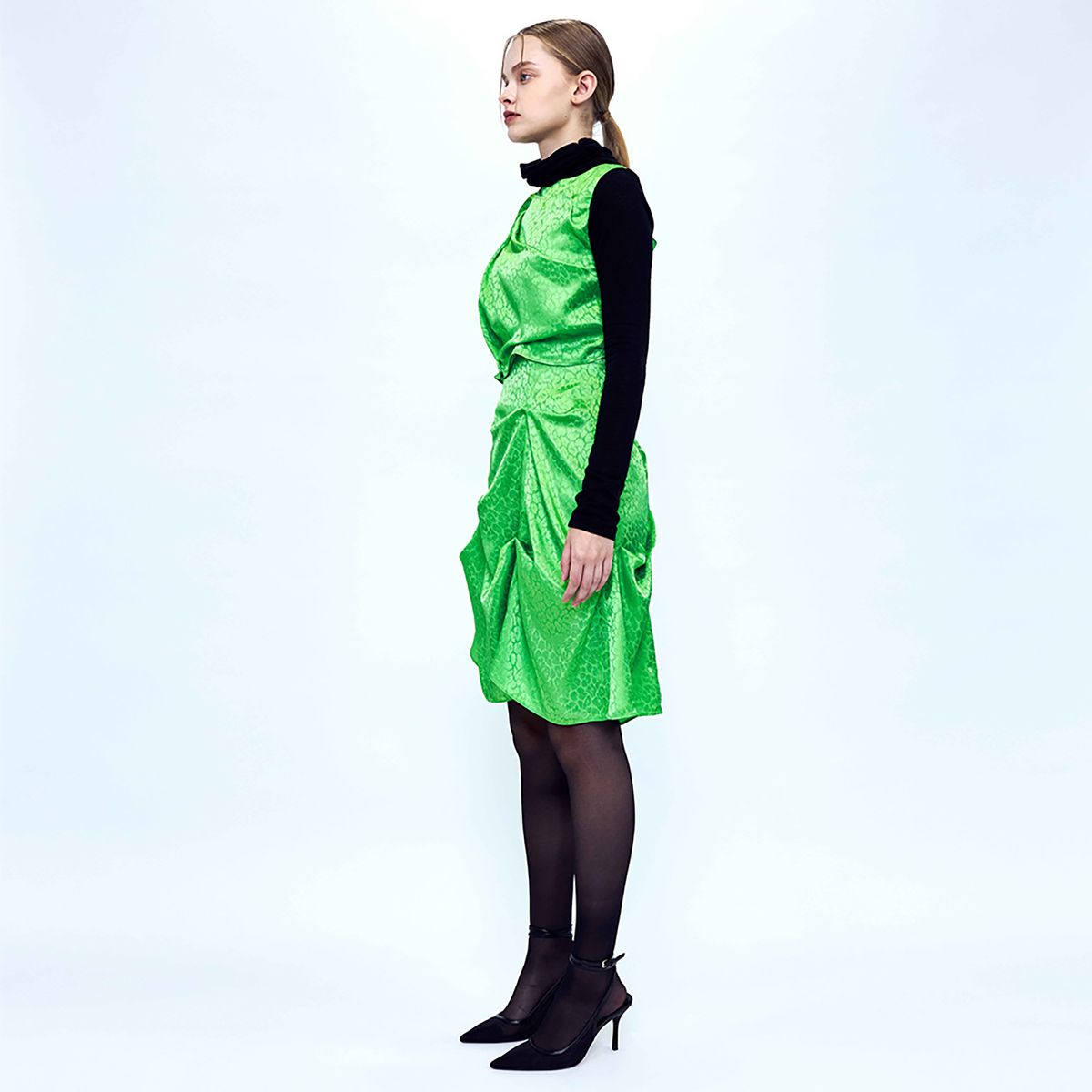 킴지수(KIMZISU) DOZI - Satin Leopard Dress _ Lime